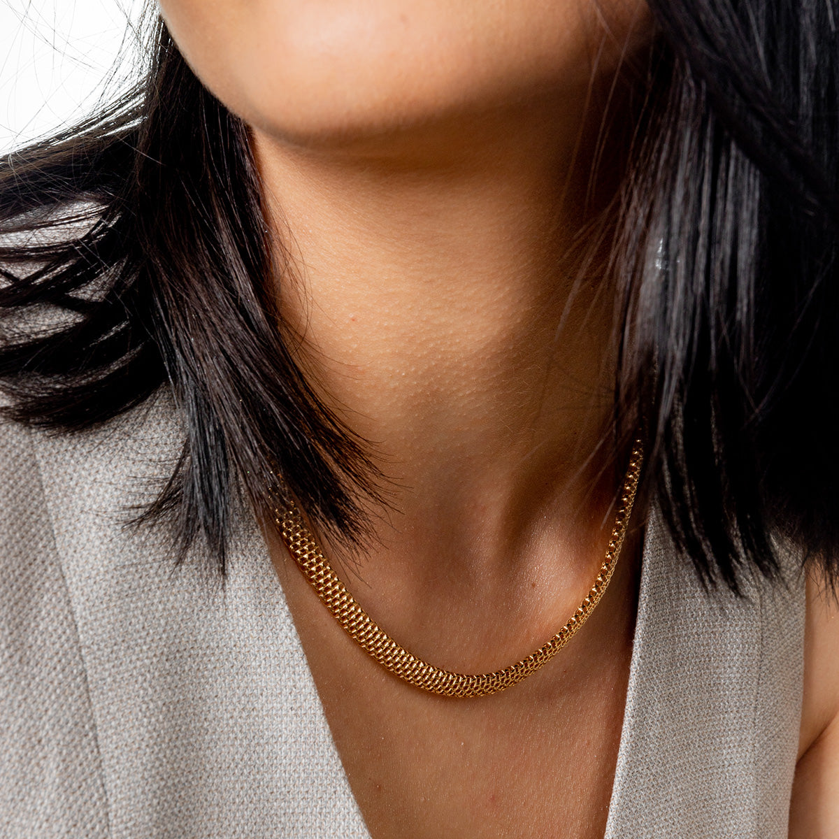 Łańcuszek MEGHAN srebrny pozłacany-50 cm