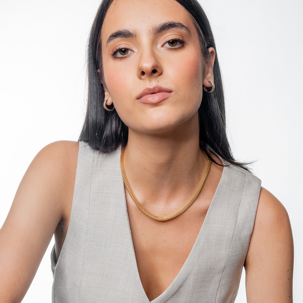 Łańcuszek MEGHAN srebrny pozłacany-50 cm