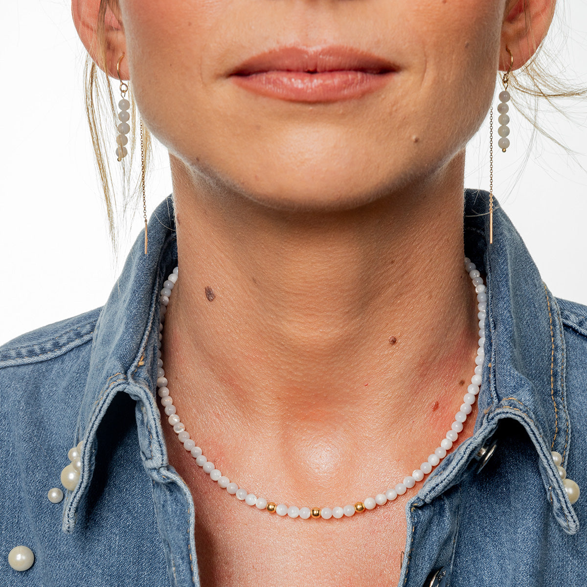 Zestaw MONA 1 srebrny pozłacany - kolczyki i naszyjnik