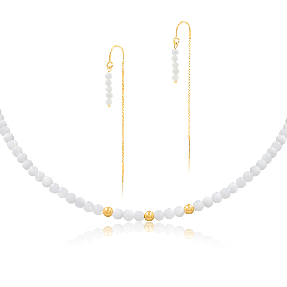 Zestaw MONA 1 srebrny pozłacany - kolczyki i naszyjnik