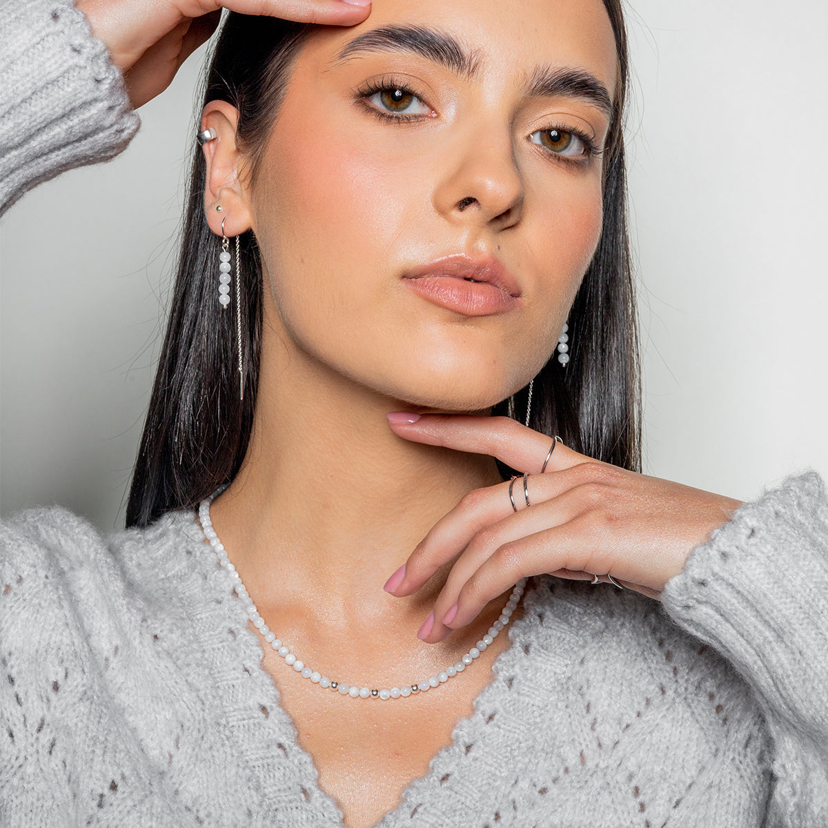 Kolczyki MONA z masy perłowej srebrne