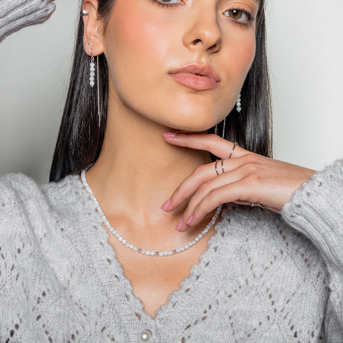 Naszyjnik MONA z masy perłowej srebrny