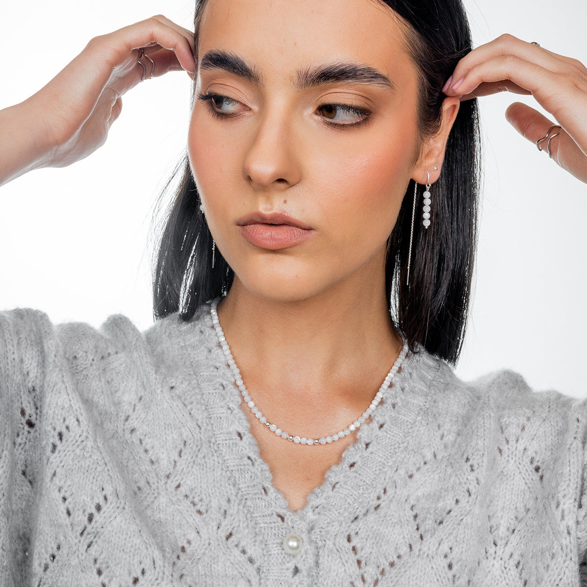 Naszyjnik MONA z masy perłowej srebrny