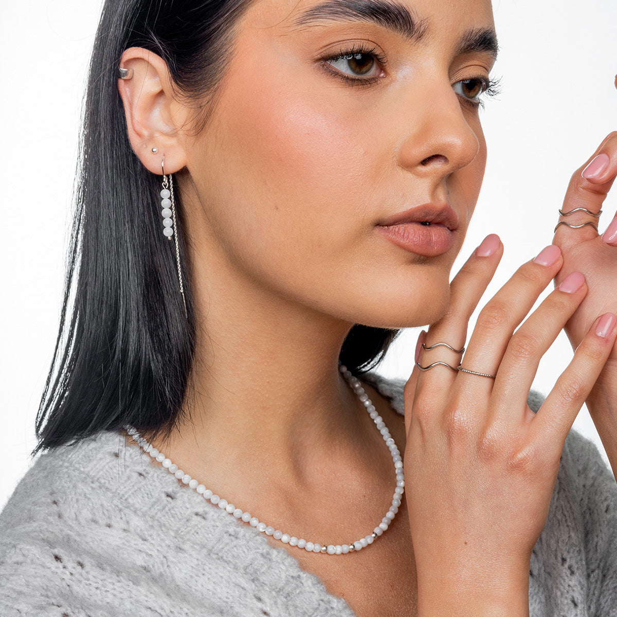 Zestaw MONA 1 srebrny - kolczyki i naszyjnik