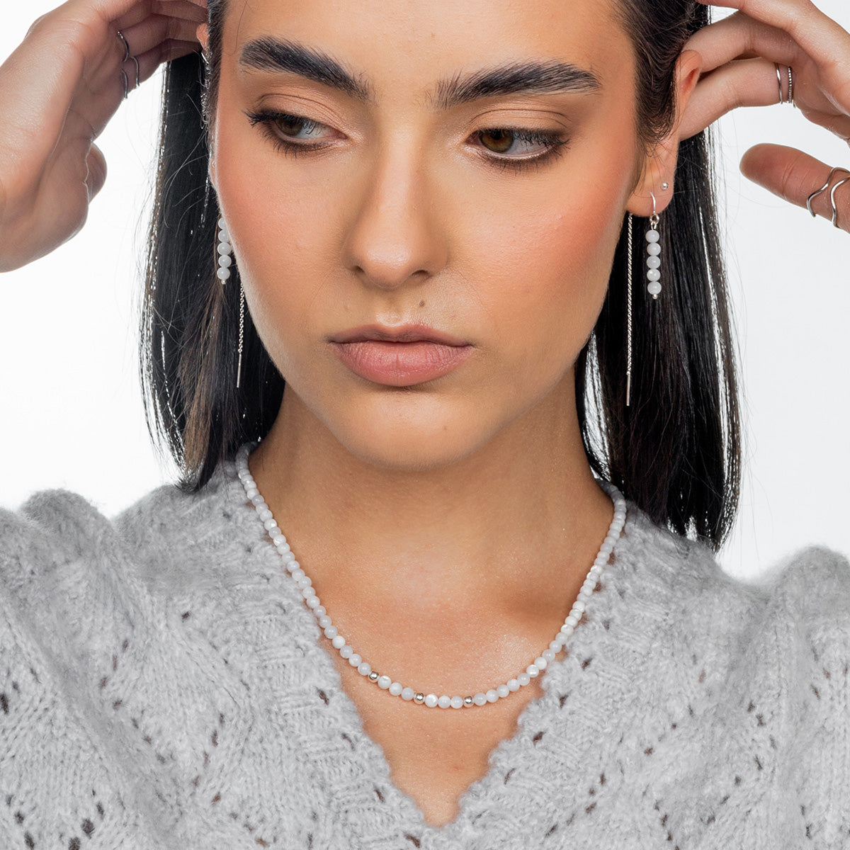 Zestaw MONA 1 srebrny - kolczyki i naszyjnik