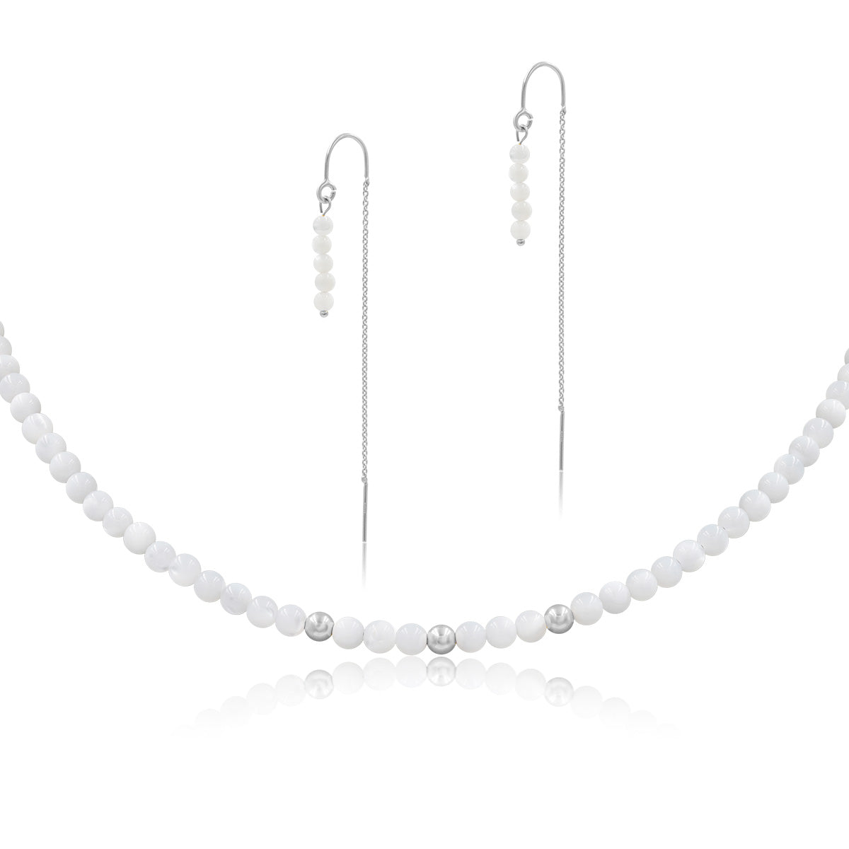 Zestaw MONA 1 srebrny - kolczyki i naszyjnik