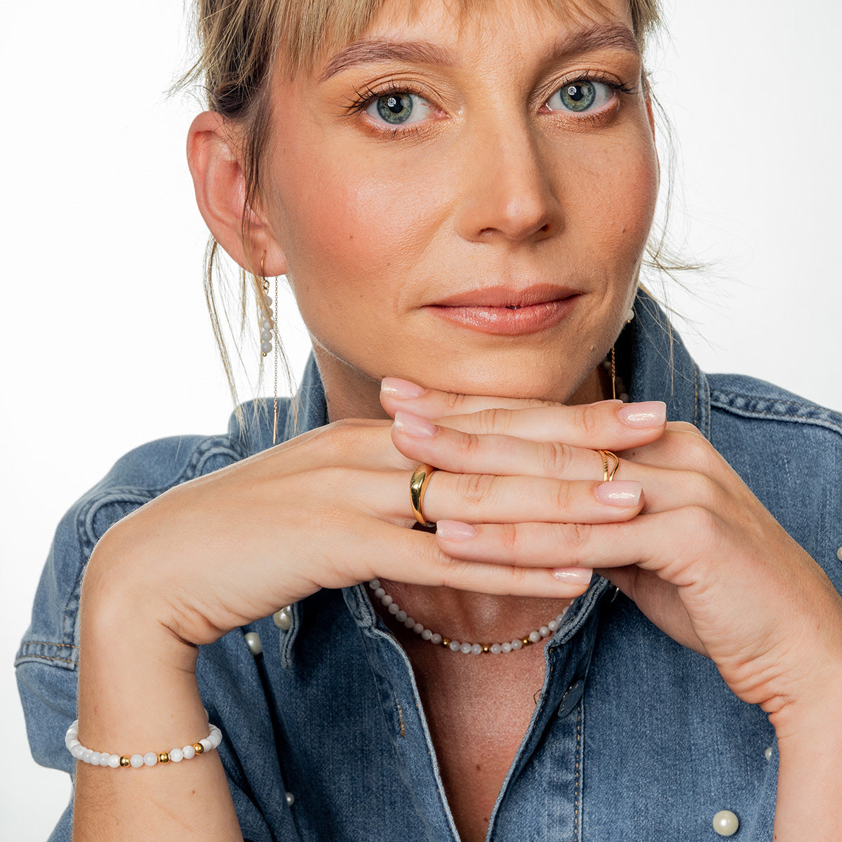 Zestaw MONA 3 srebrny pozłacany - bransoletka i kolczyki