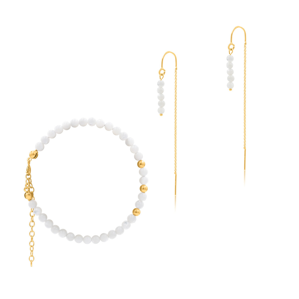 Zestaw MONA 3 srebrny pozłacany - bransoletka i kolczyki