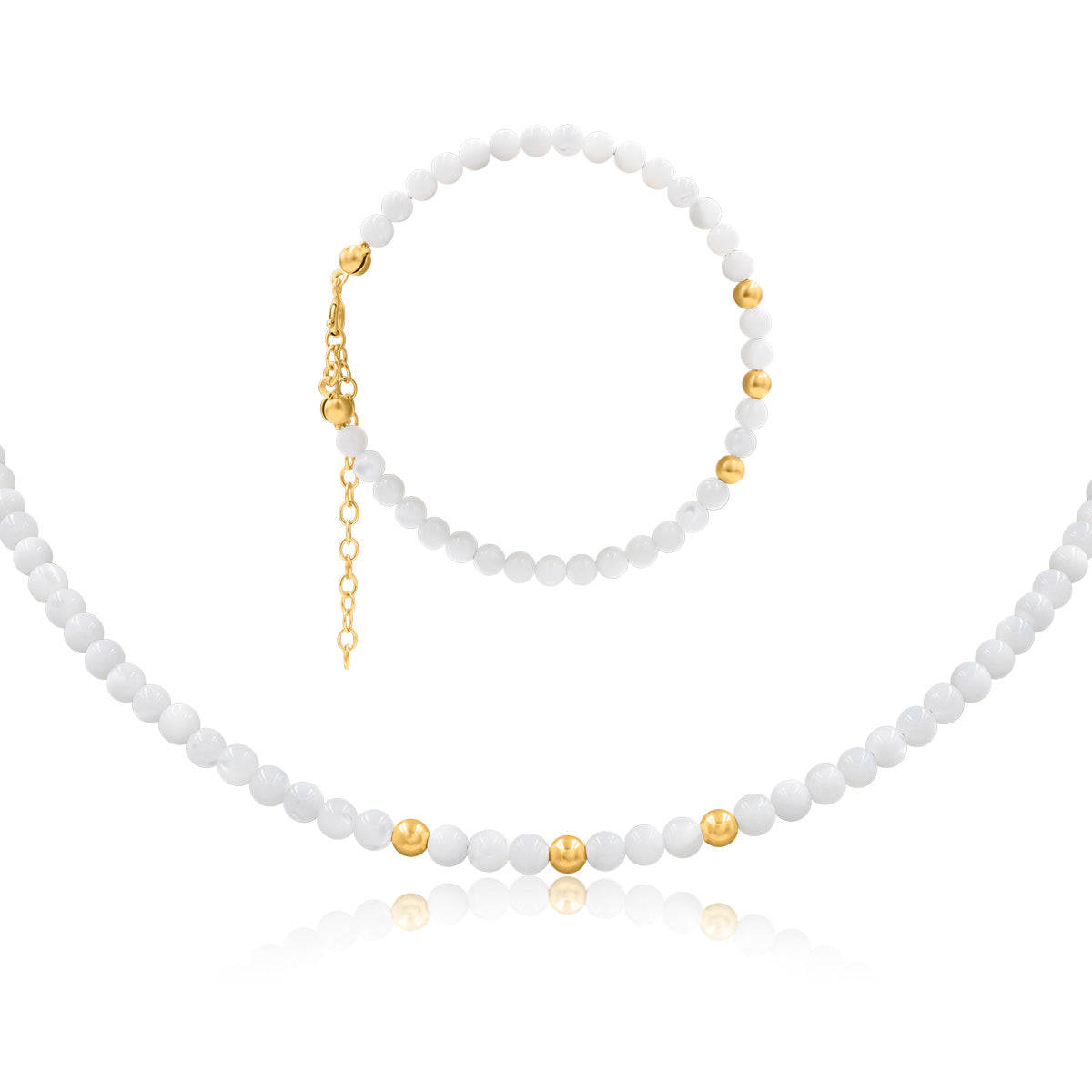 Zestaw MONA 2 srebrny pozłacany - naszyjnik i bransoletka