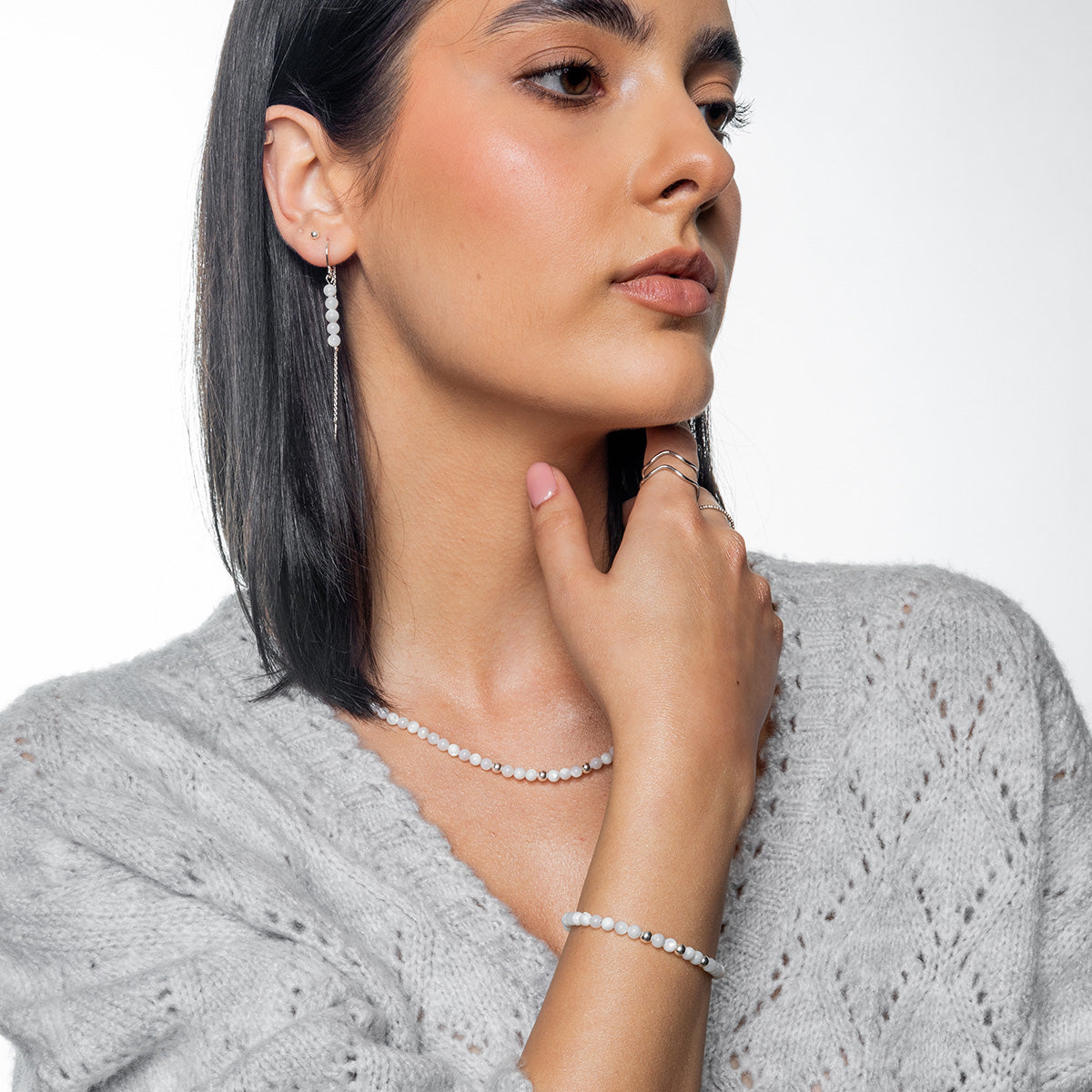 Zestaw MONA 3 srebrny - bransoletka i kolczyki