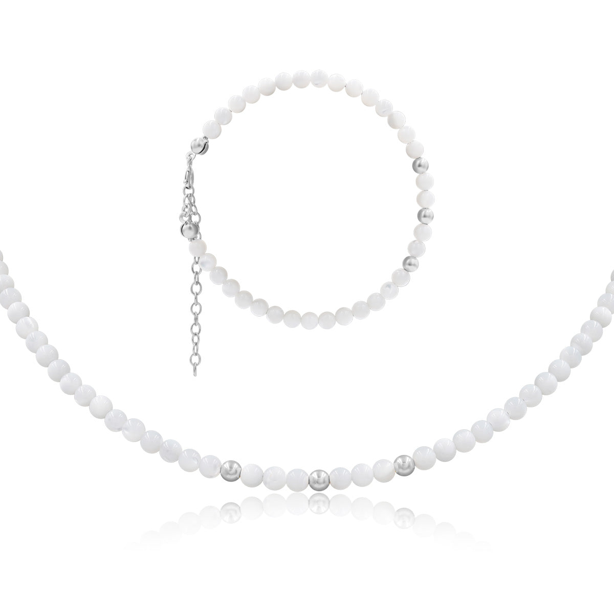 Zestaw MONA 2 srebrny - naszyjnik i bransoletka