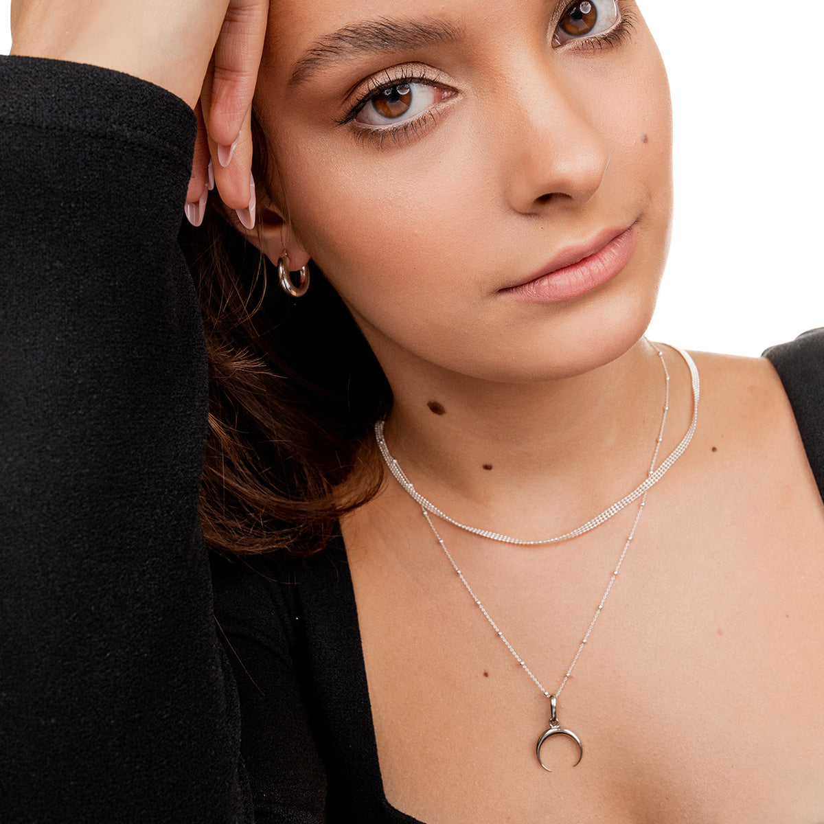 Zestaw MOON srebrny - zawieszka i łańcuszek