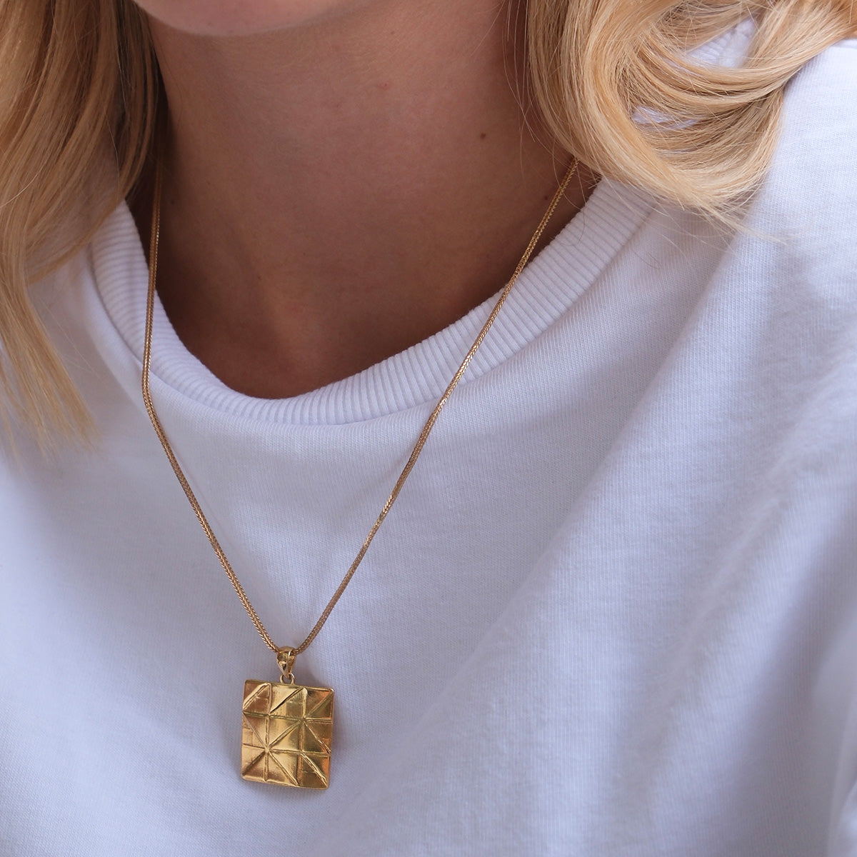 Naszyjnik PIAZZA srebrny pozłacany - zawieszka i łańcuszek