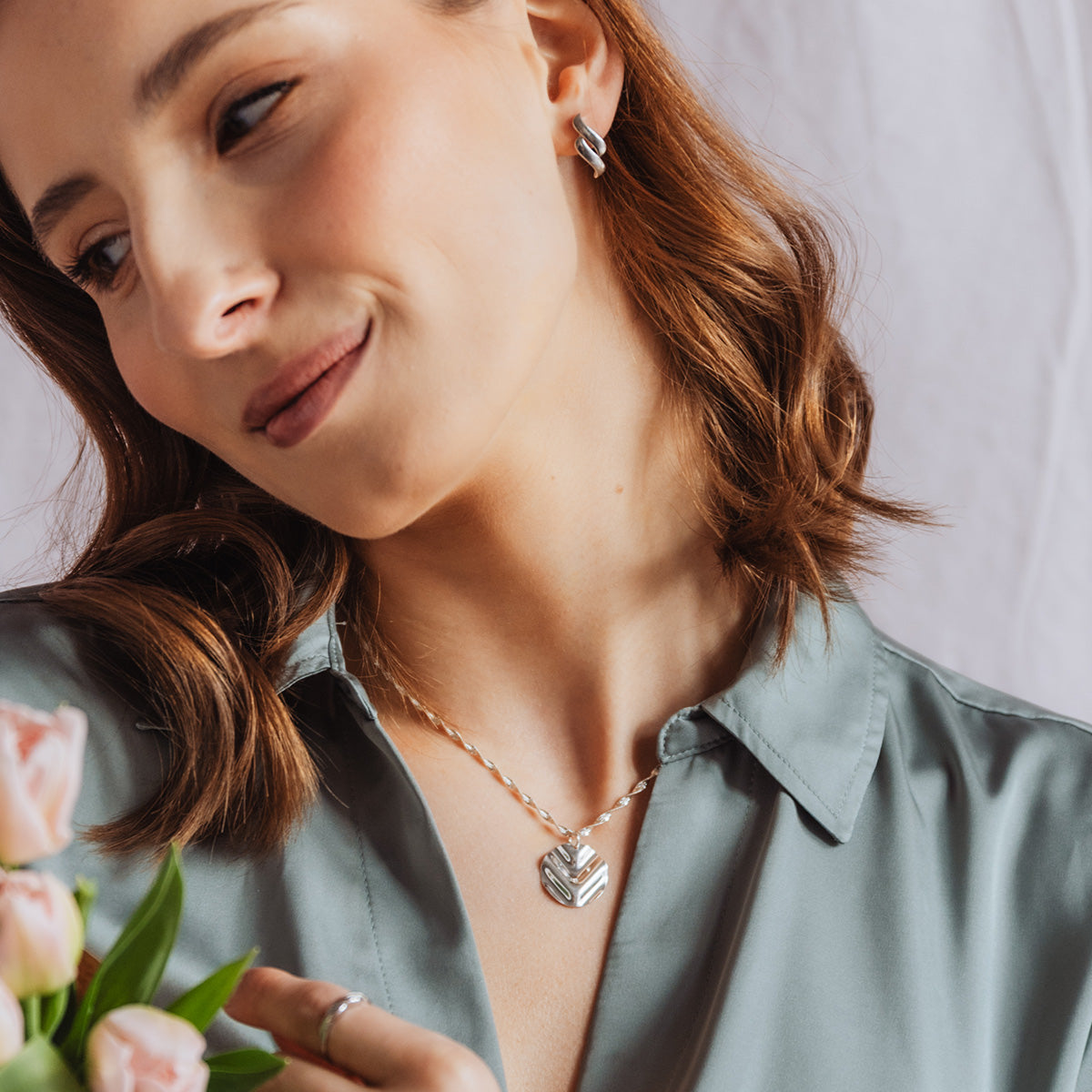 Kolczyki POINT białe złoto