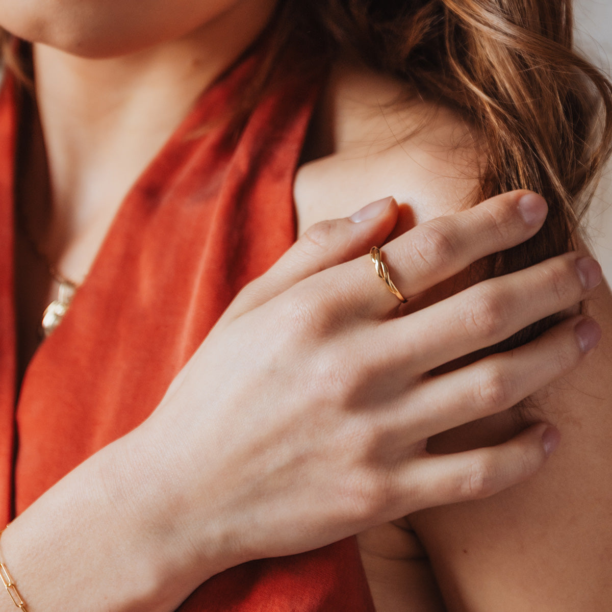 Pierścionek AURA srebrny pozłacany