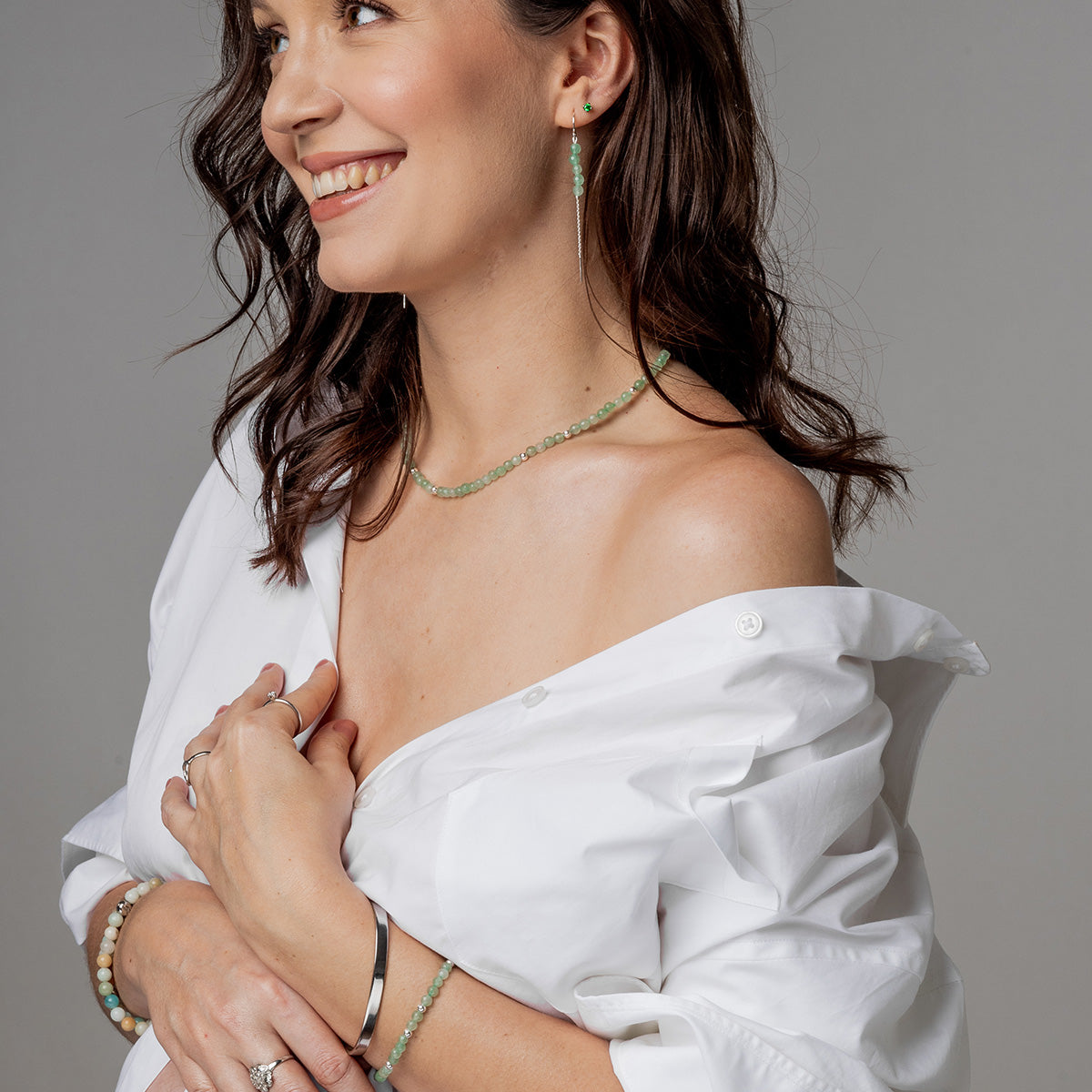 Naszyjnik SAGE z awenturynem srebrny