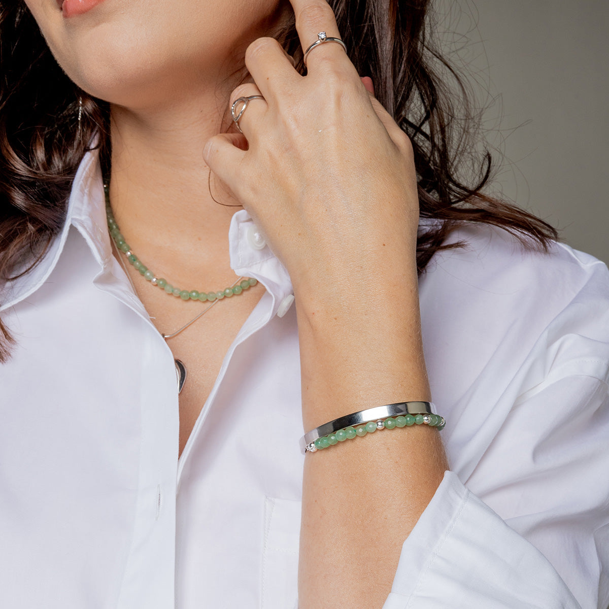 Bransoletka SAGE z awenturynem srebrna