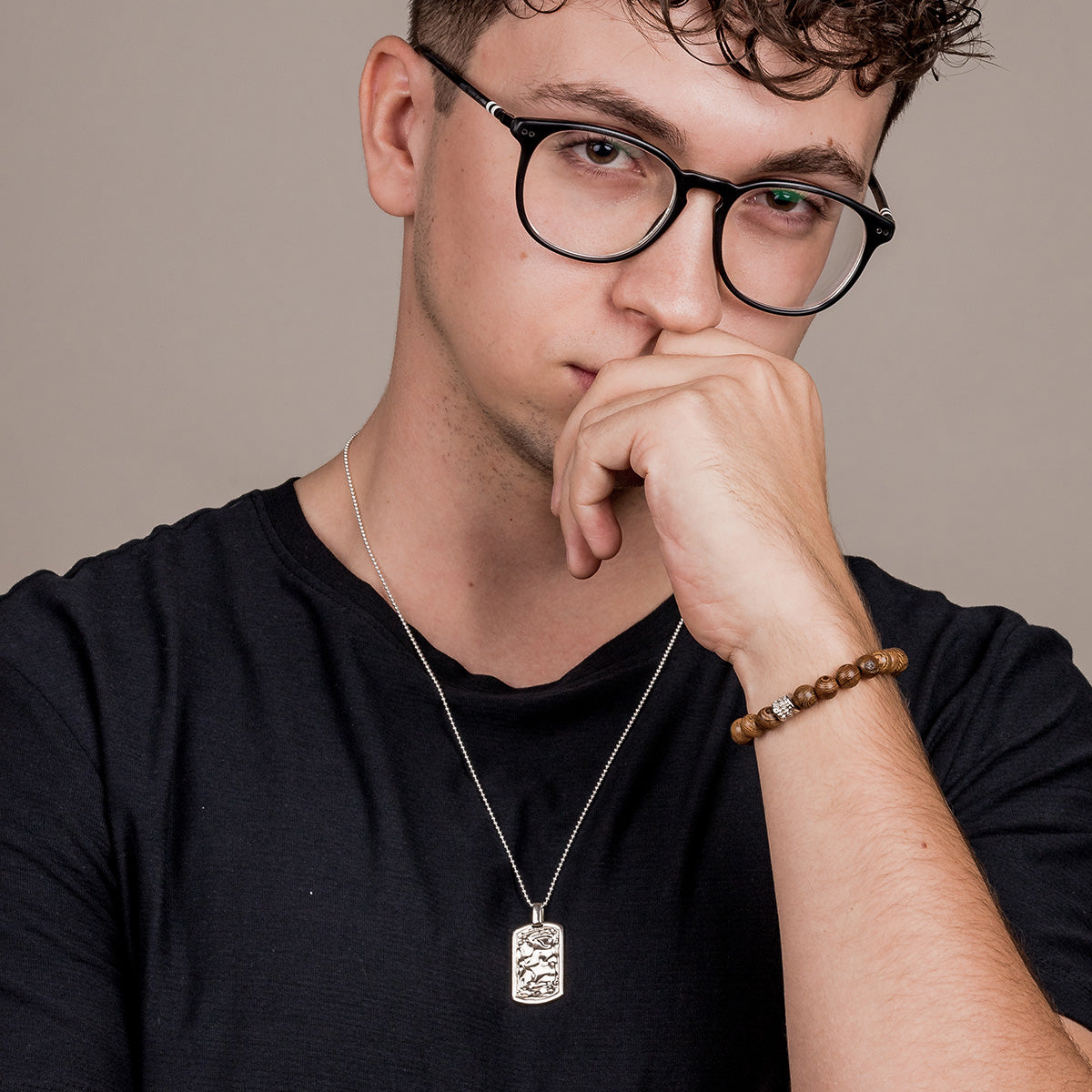 Zestaw UNISEX srebrny - łańcuszek i zawieszka