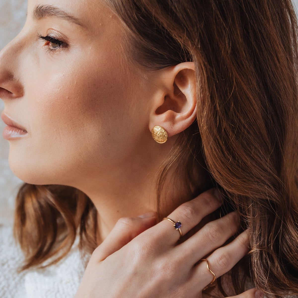 Pierścionek AMETYST srebrny pozłacany