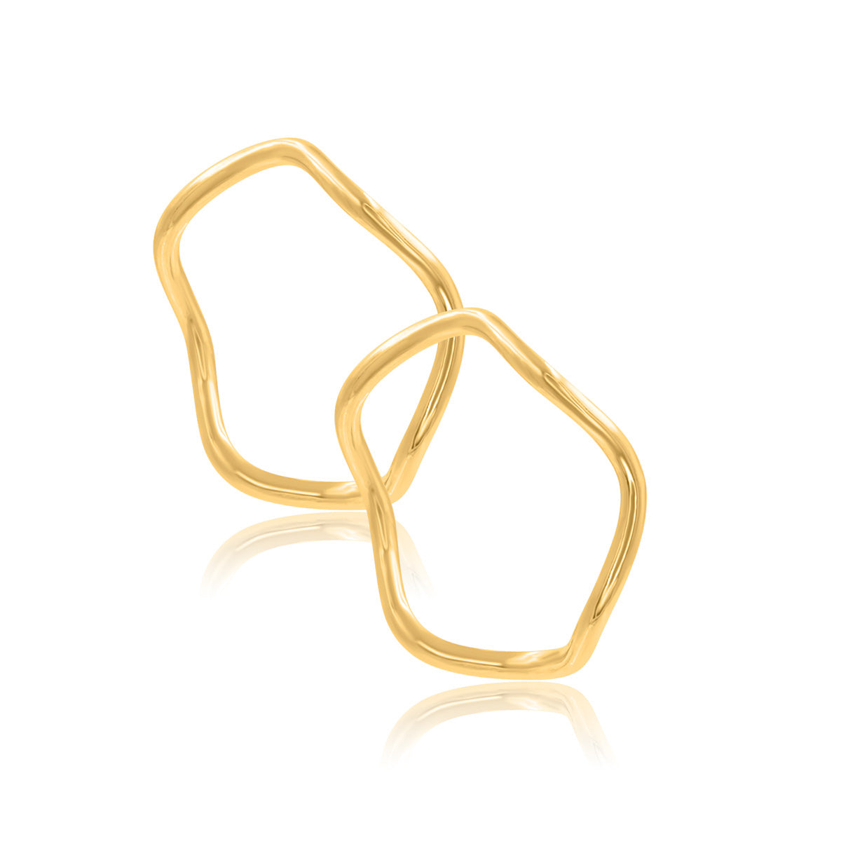 Zestaw 2 pierścionków WAVE srebrne pozłacane