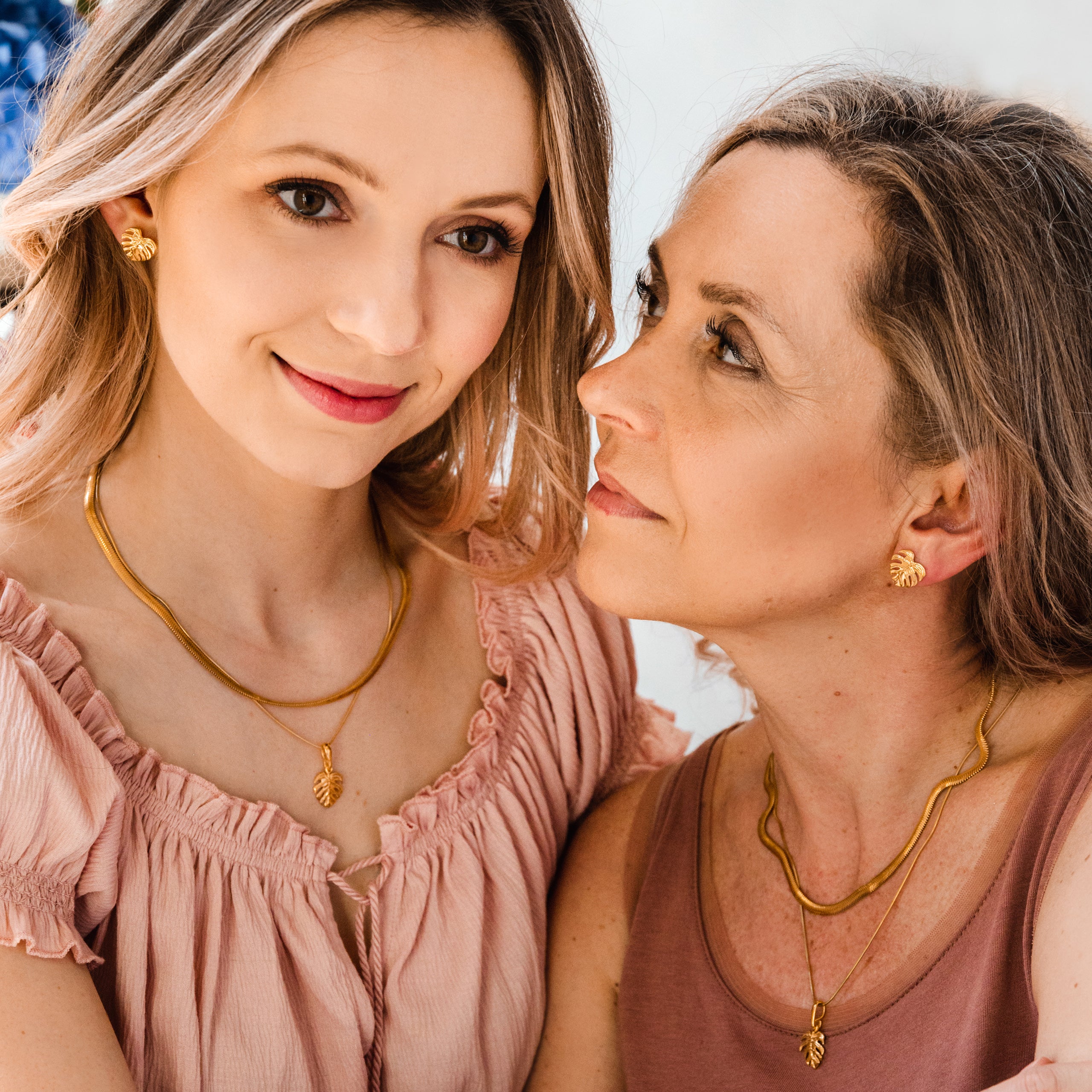 Zestaw ROŚLINNY srebrny pozłacany - łańcuszek, zawieszka i kolczyki