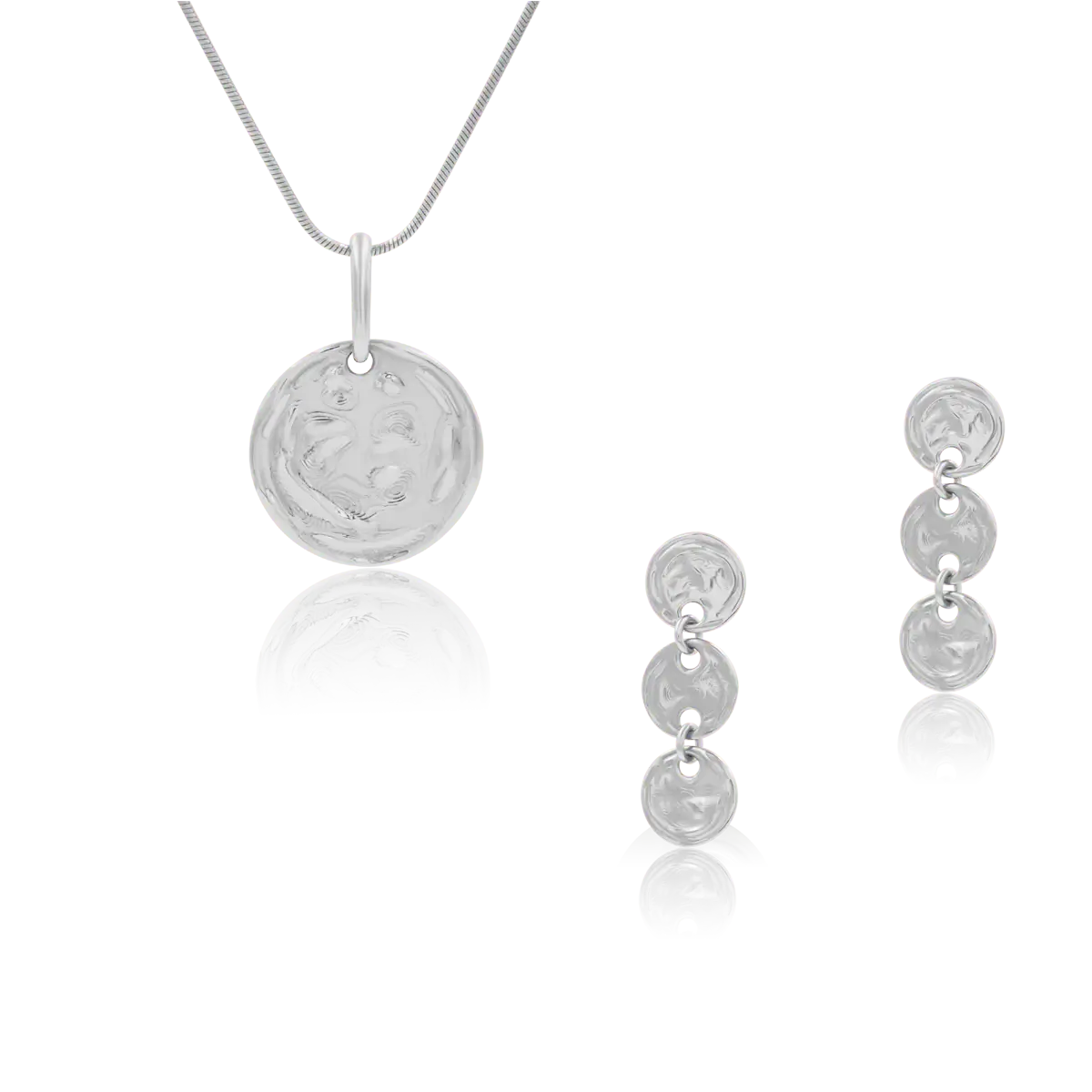 Zestaw SIMPLE srebrny - łańcuszek, zawieszka i kolczyki