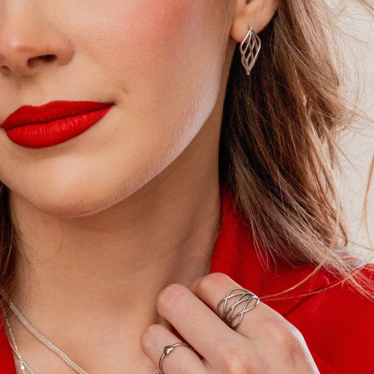 Zestaw INFINI 1 srebrny - kolczyki i pierścionek