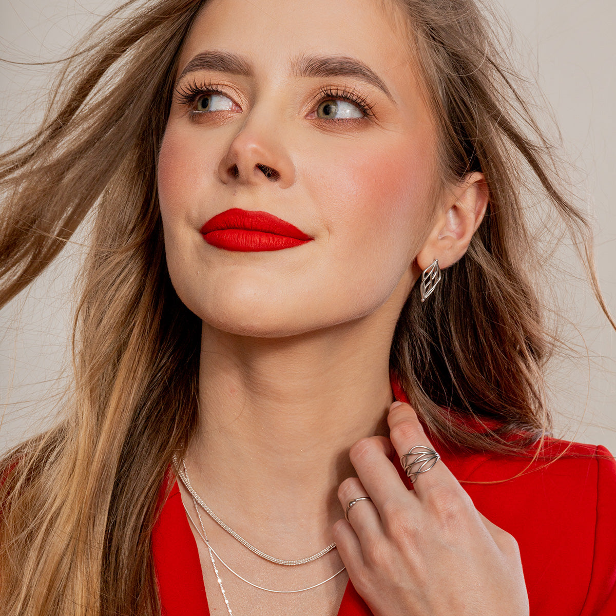 Zestaw INFINI 1 srebrny - kolczyki i pierścionek