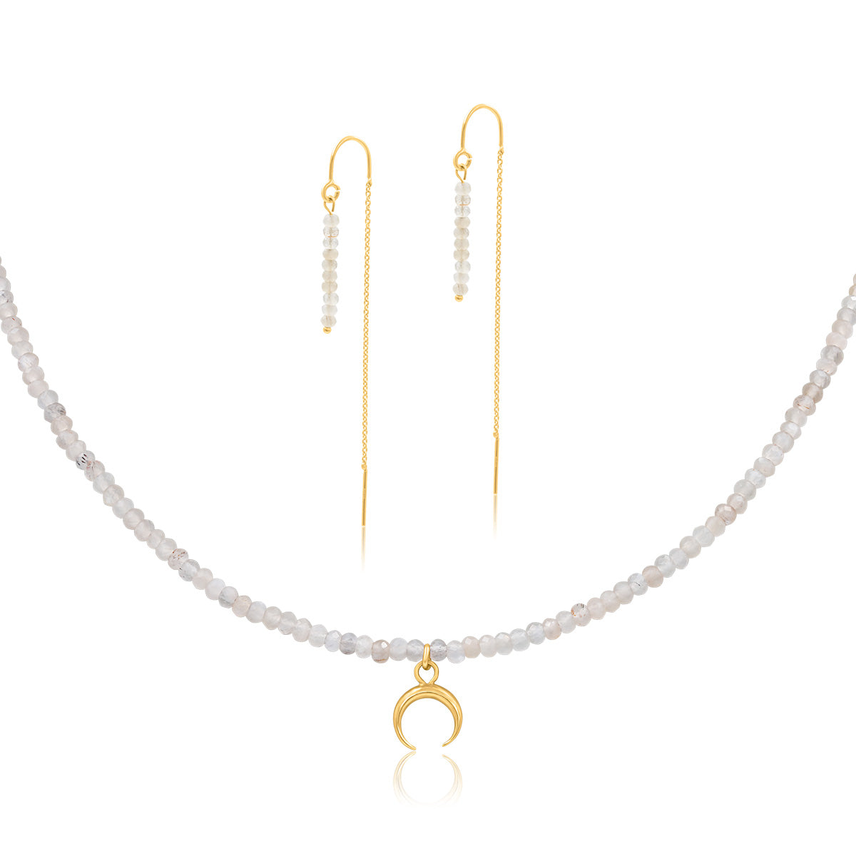 Zestaw LUNA pozłacany - kolczyki i naszyjnik