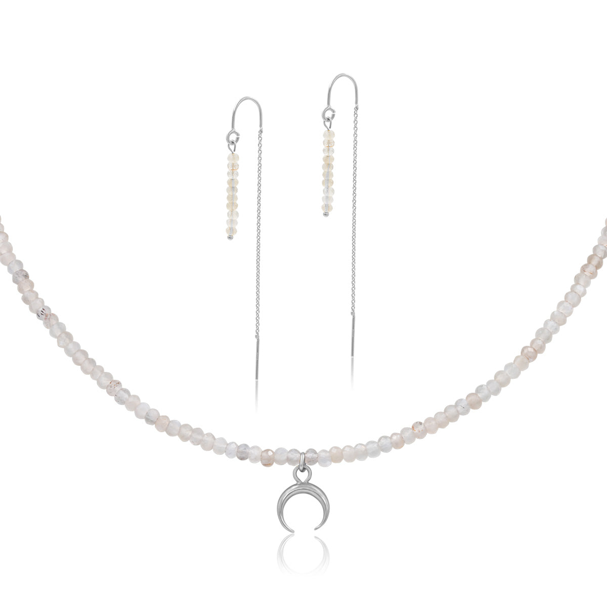 Zestaw LUNA srebrny - kolczyki i naszyjnik