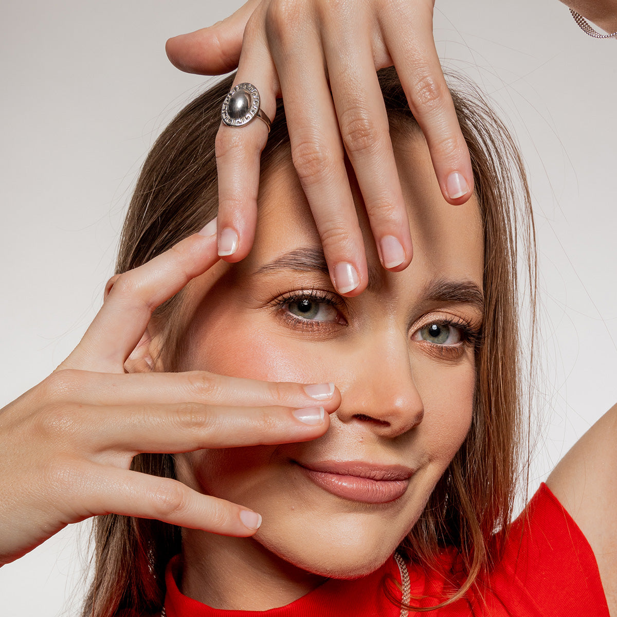 Zestaw ZOE 1 srebrny - kolczyki i pierścionek