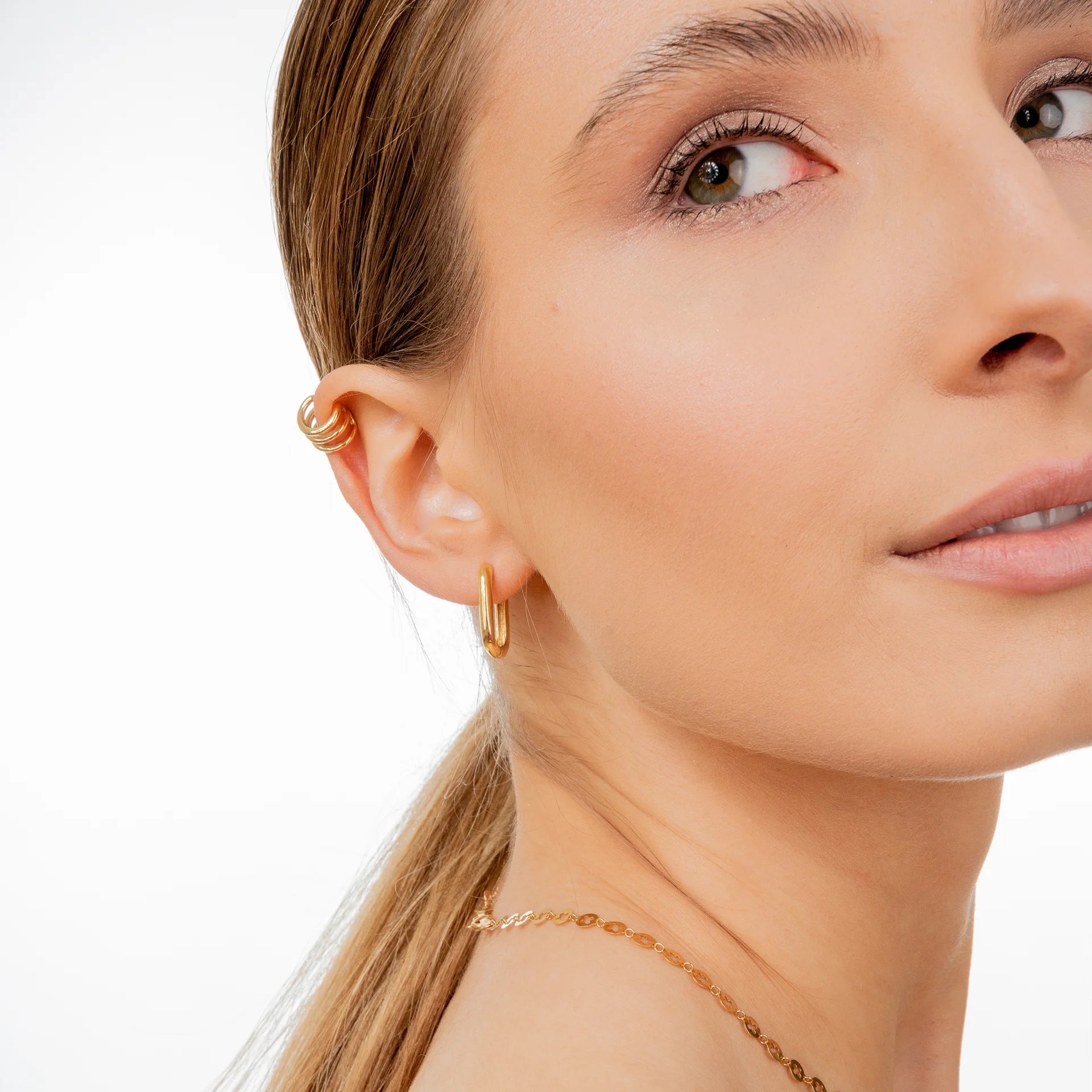 Nausznica SOUL srebrna pozłacana