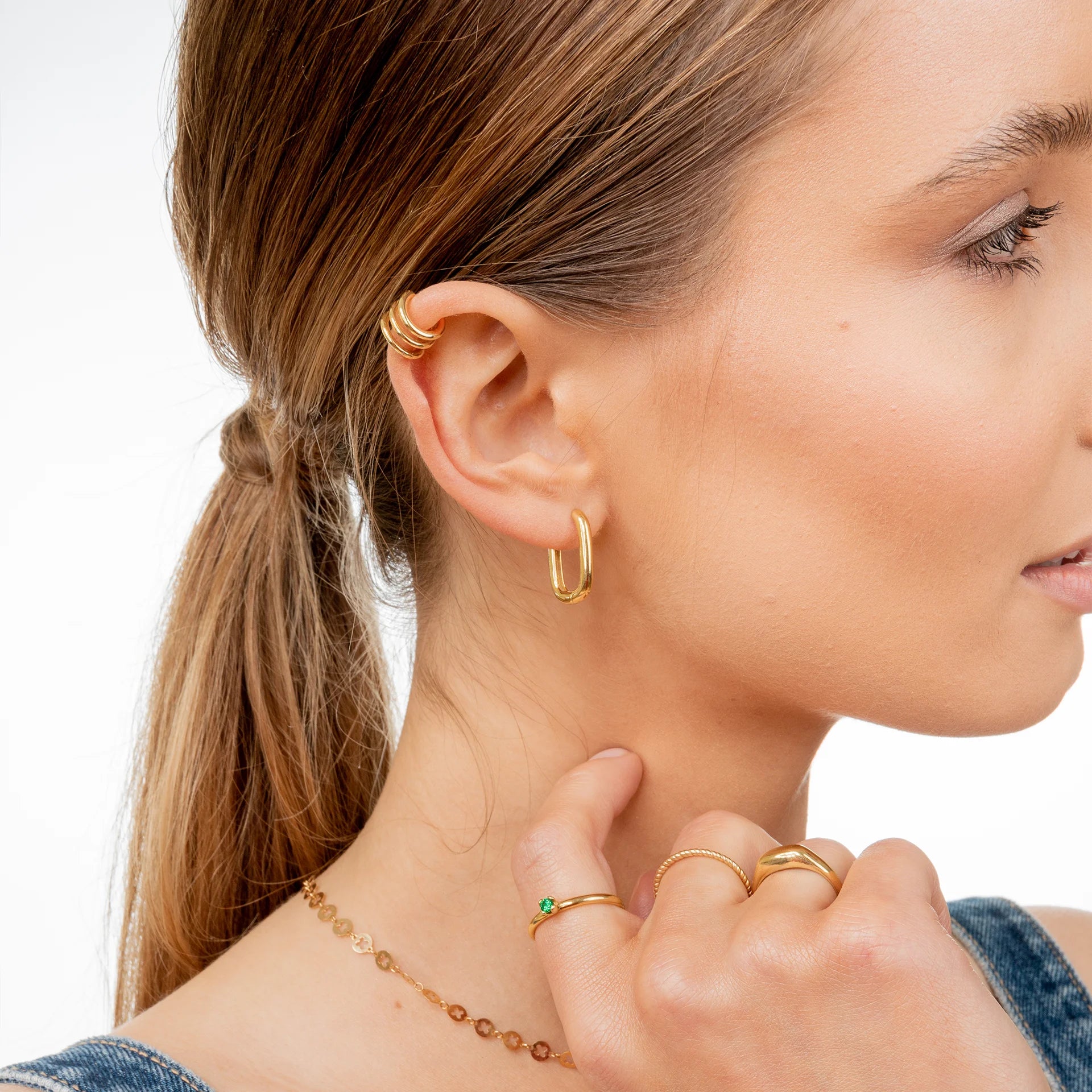 Nausznica SOUL srebrna pozłacana