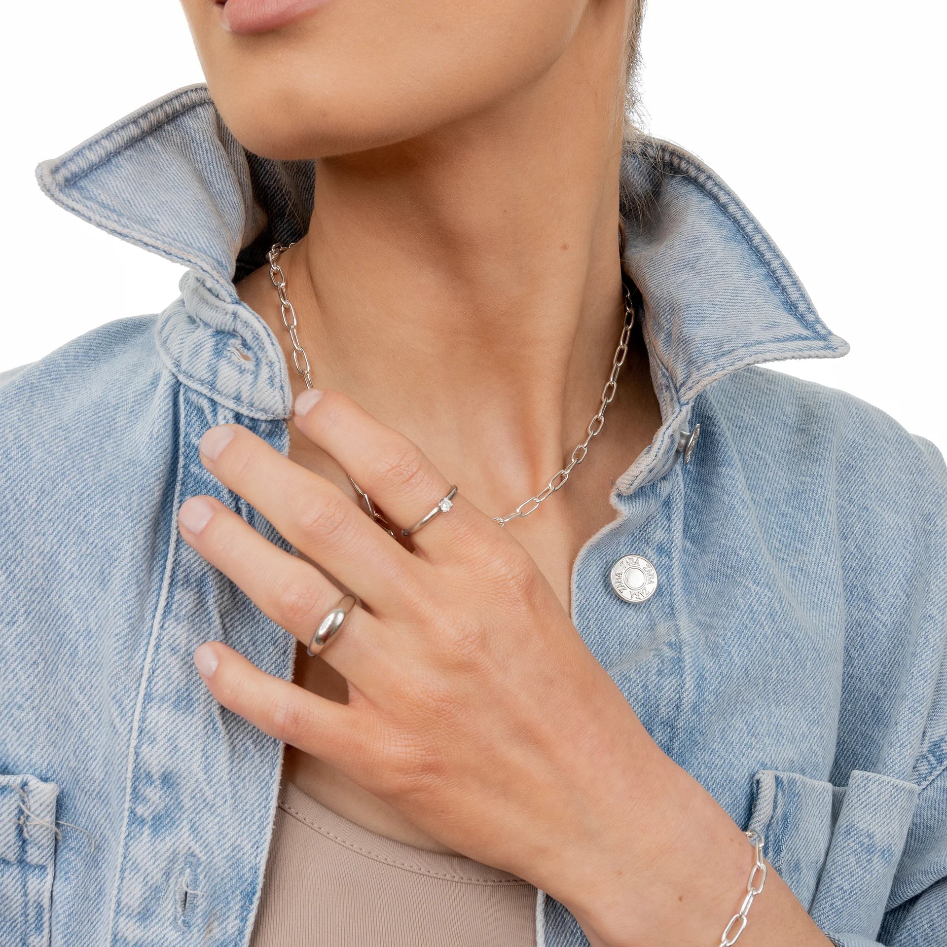 Pierścionek sygnet THE ONE srebrny