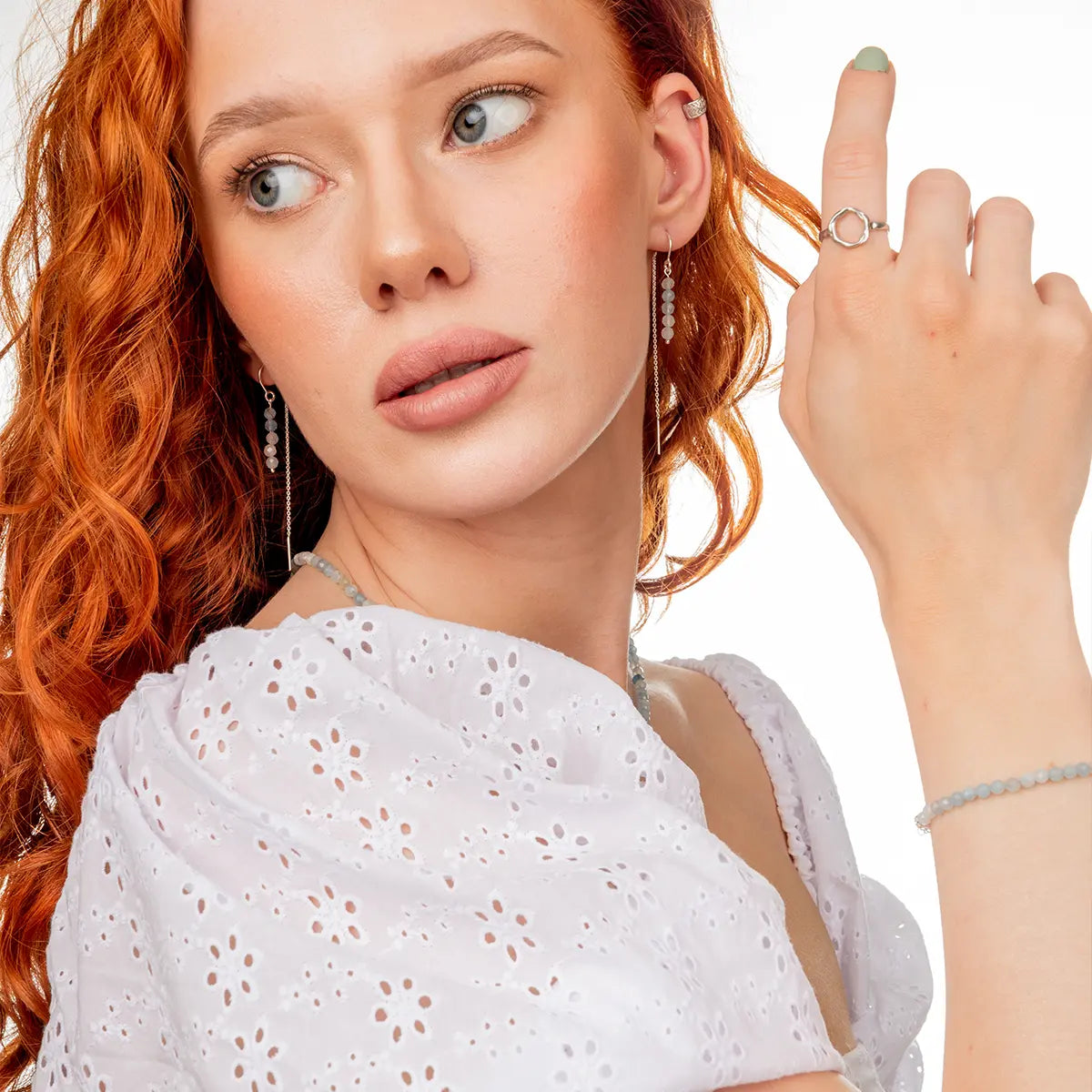 Bransoletka SUMMER z błękitnym akwamarynem srebrna