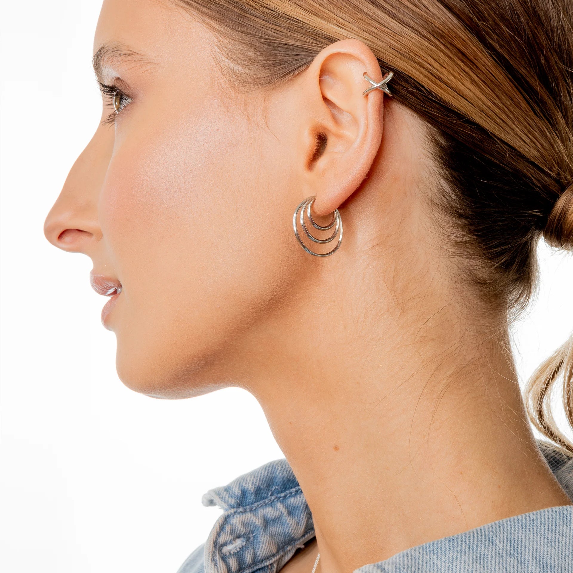 Nausznica DOUBLE srebrna