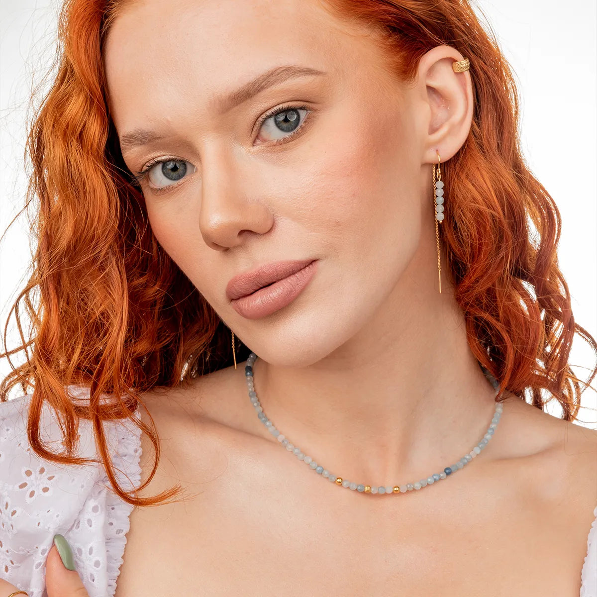 Nausznica ONE srebrna pozłacana