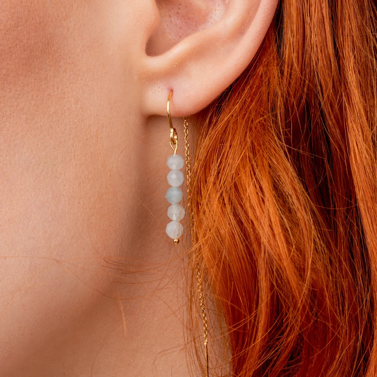 Kolczyki SUMMER z błękitnym akwamarynem srebrne pozłacane