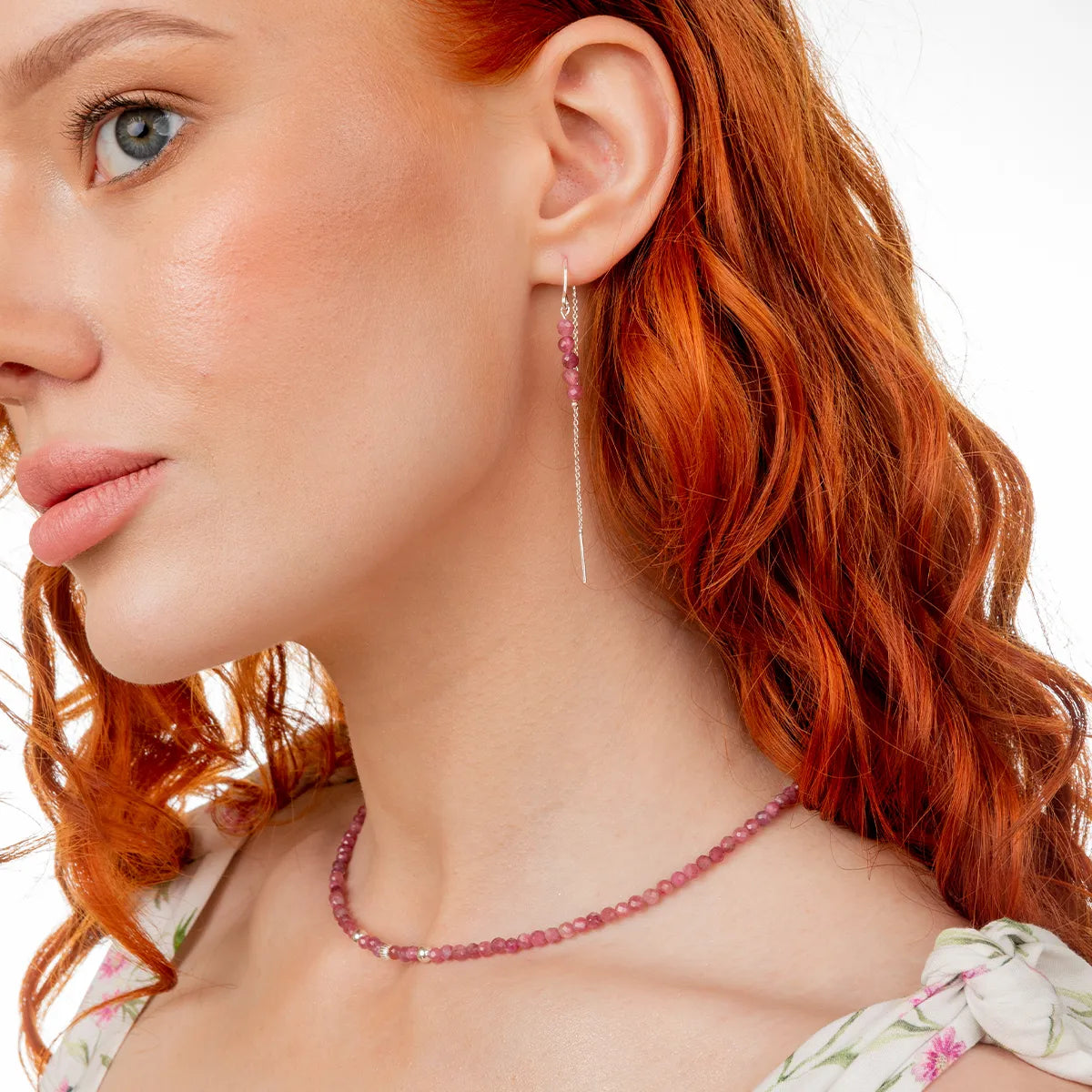 Kolczyki SUMMER z różowym turmalinem srebrne