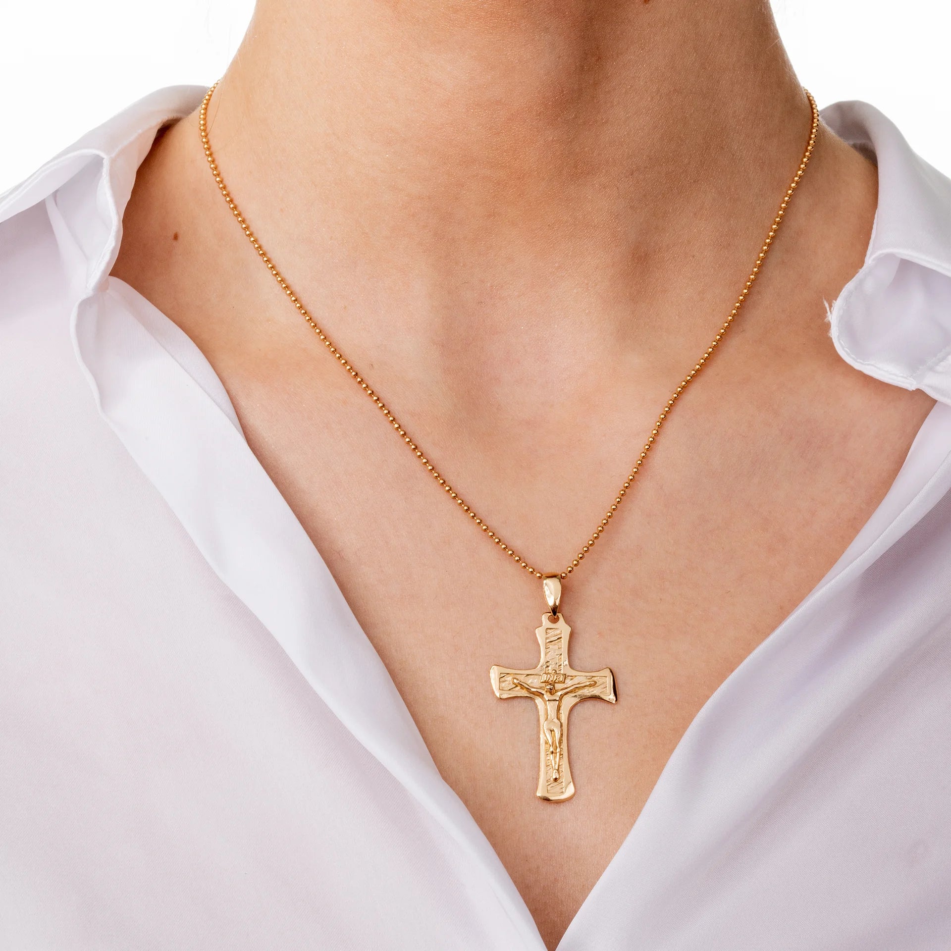 Zawieszka KRZYŻYK srebrna pozłacana - L