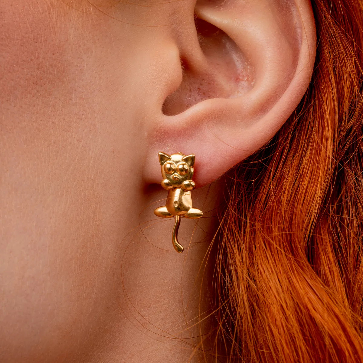 Kolczyki kotki CAT srebrne pozłacane