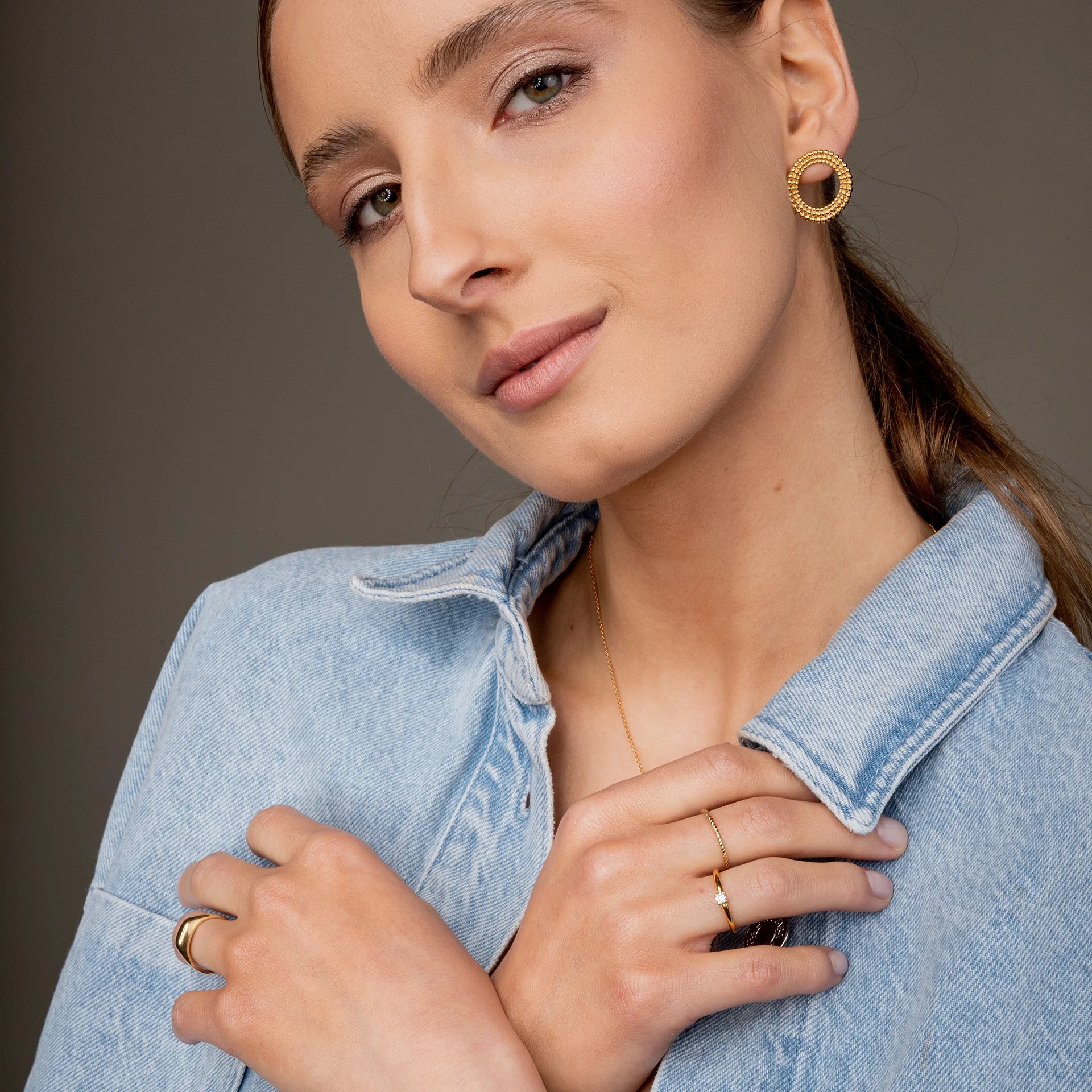 Pierścionek HELISA srebrny pozłacany