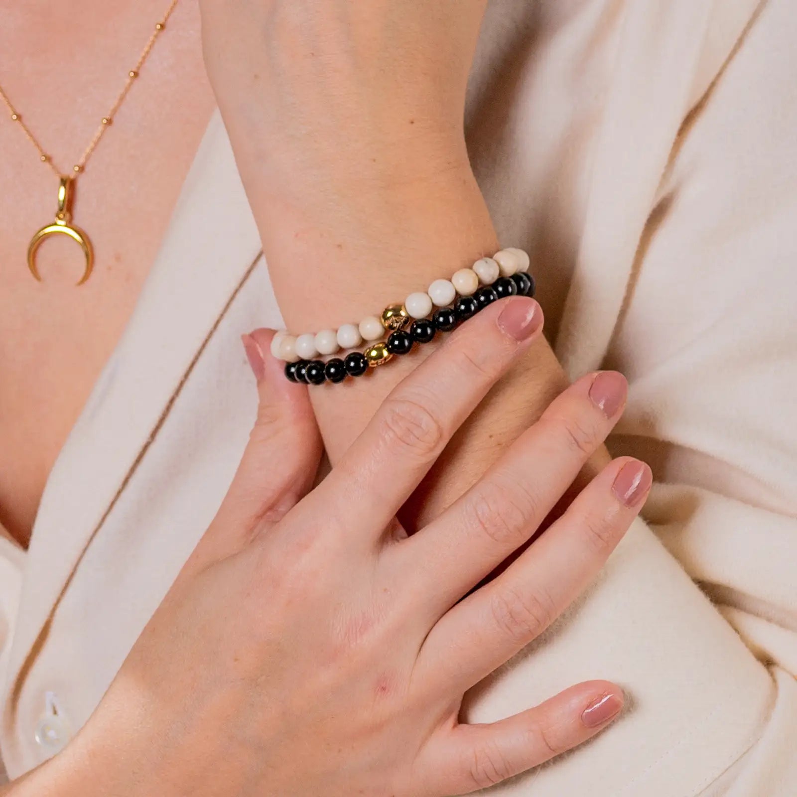 Bransoletka AURORA BLACK srebrna pozłacana