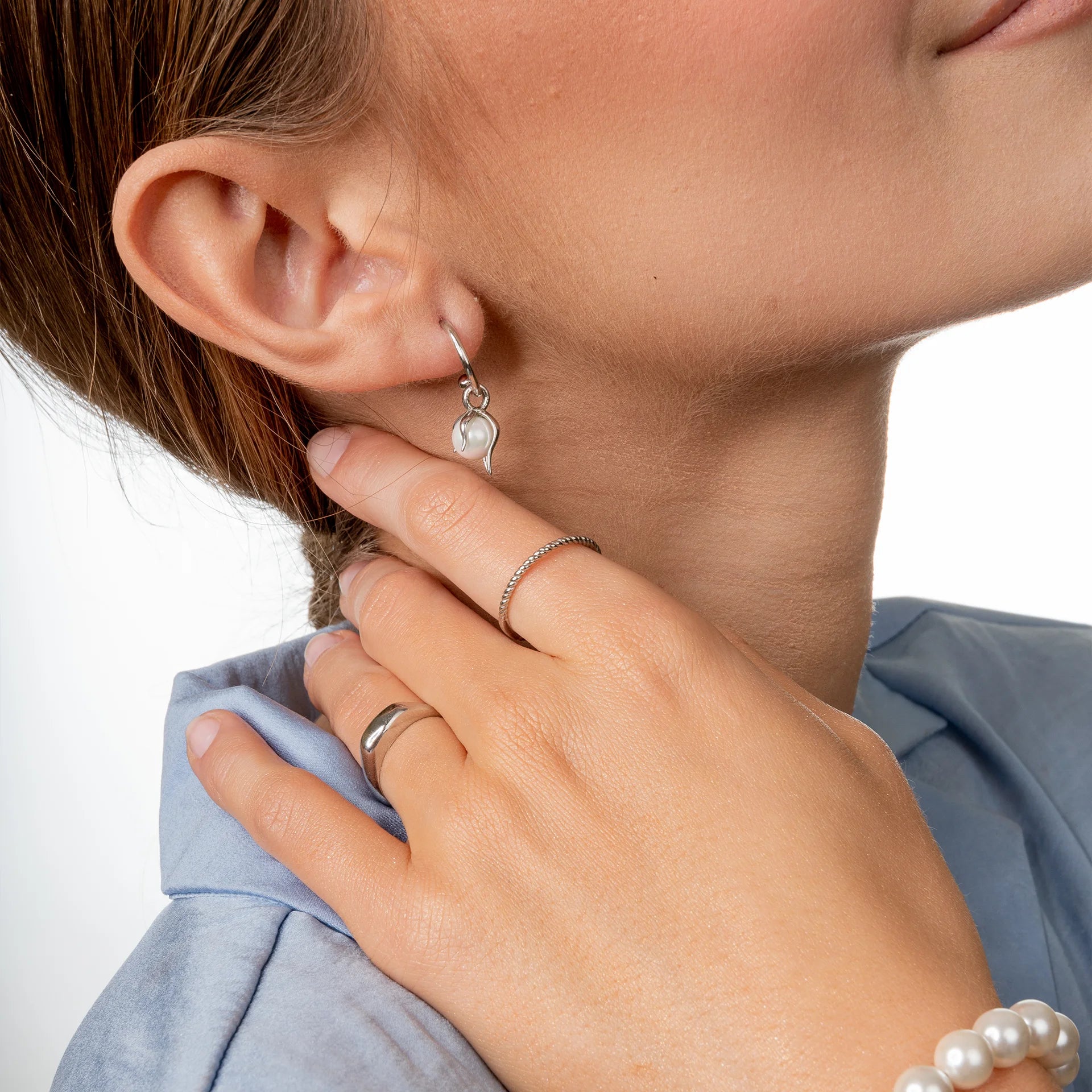 Kolczyki z perłą WILD srebrne