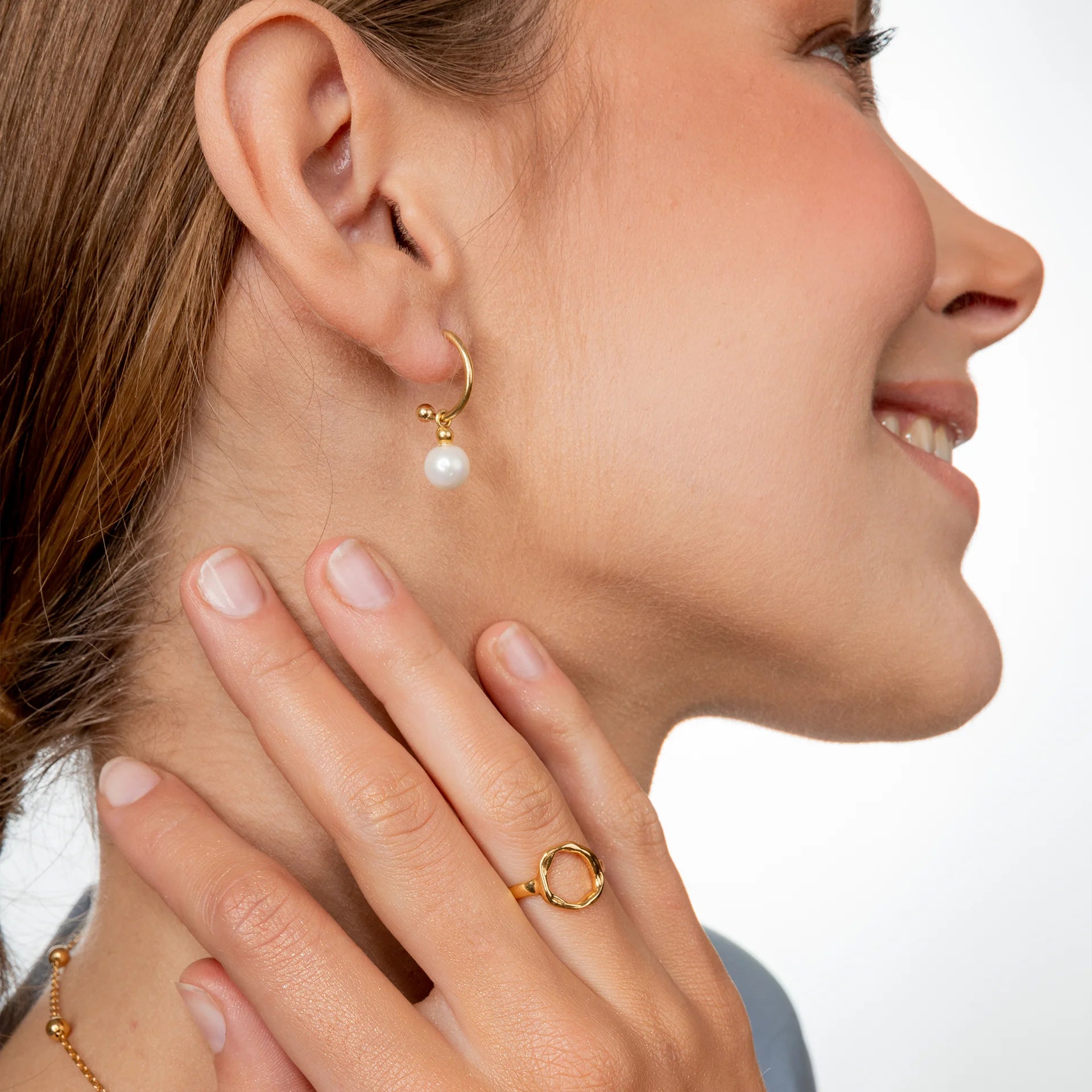 Kolczyki z perłą PURE srebrne pozłacane