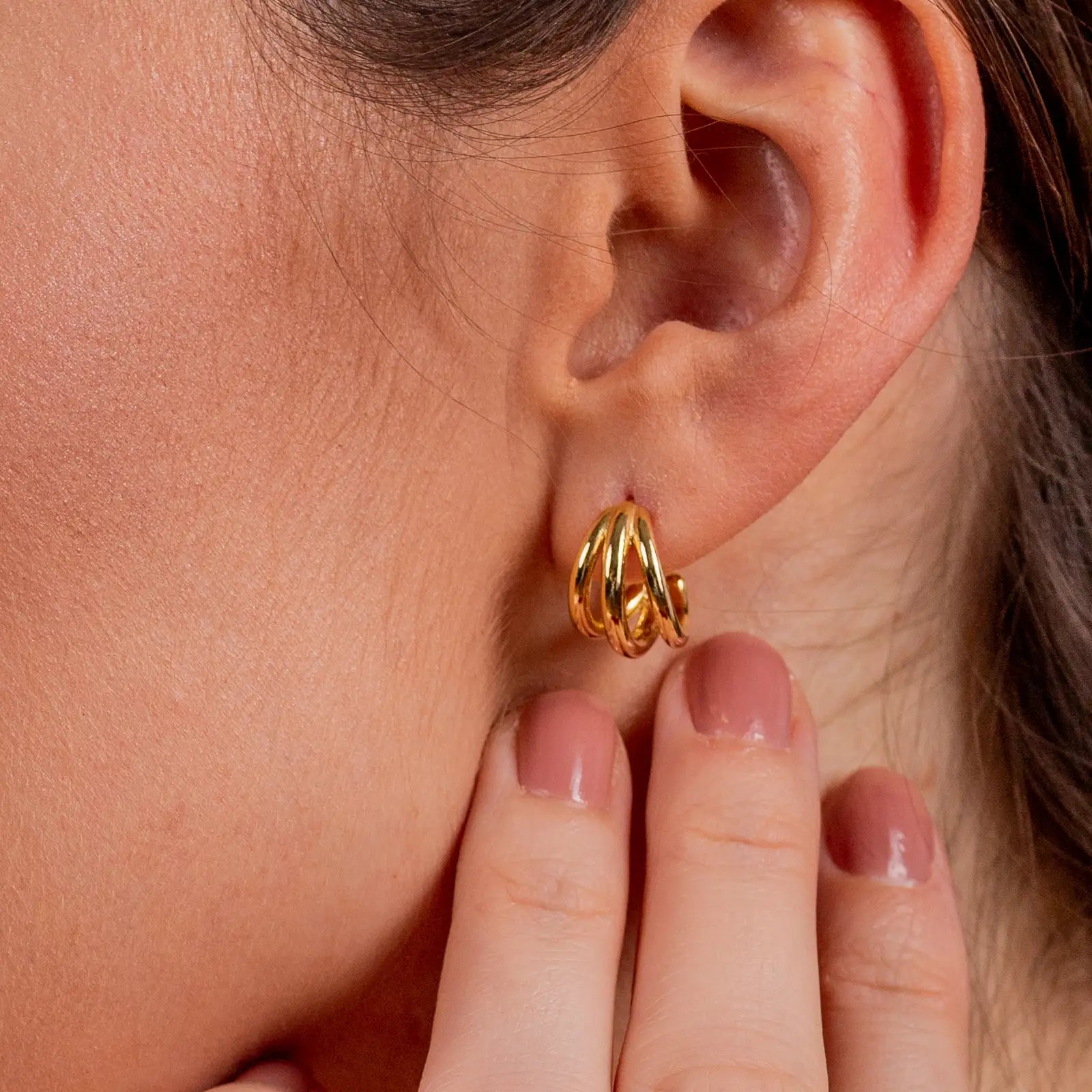 Kolczyki TRIPLE srebrne pozłacane