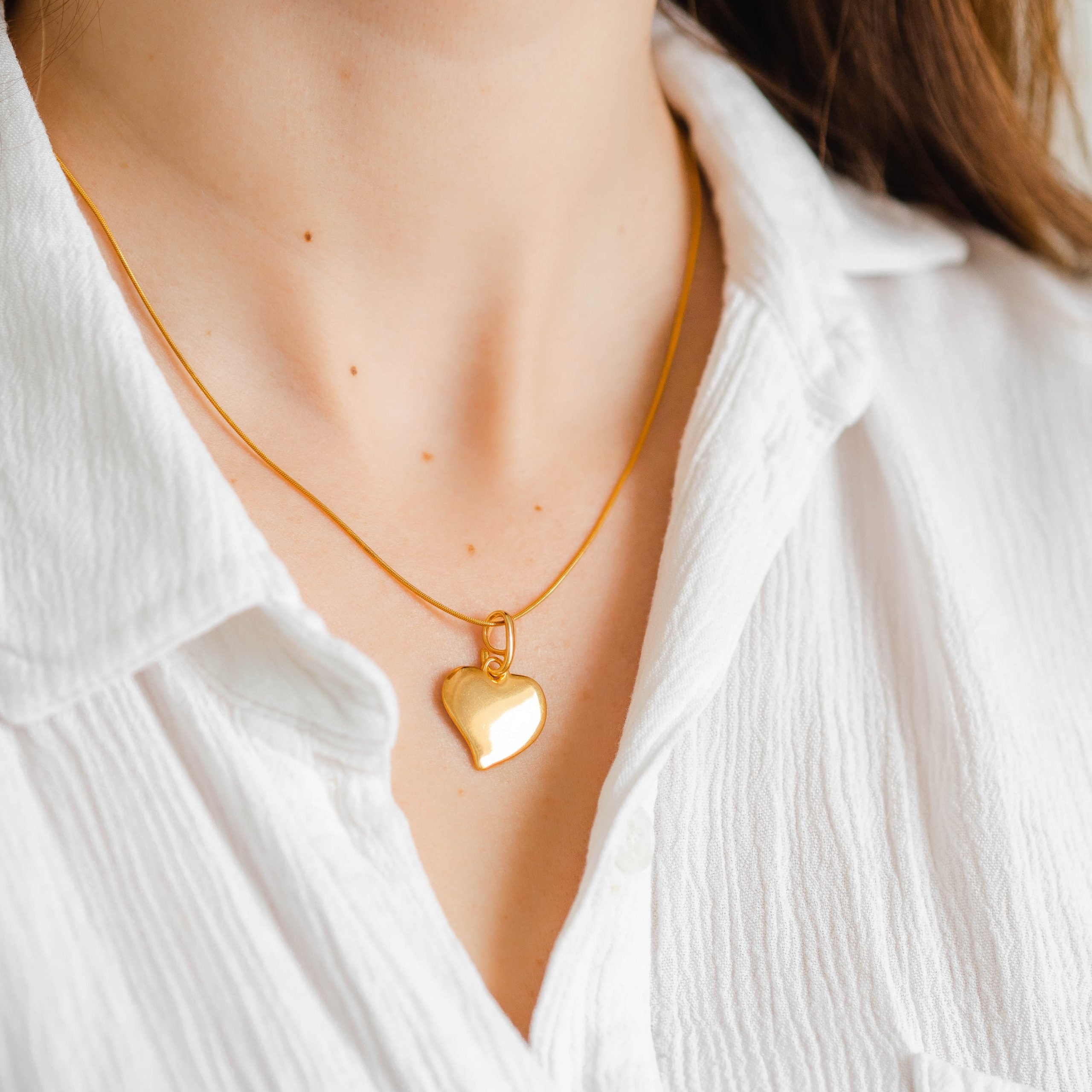 Zawieszka serduszko HEART pełna srebrna pozłacana