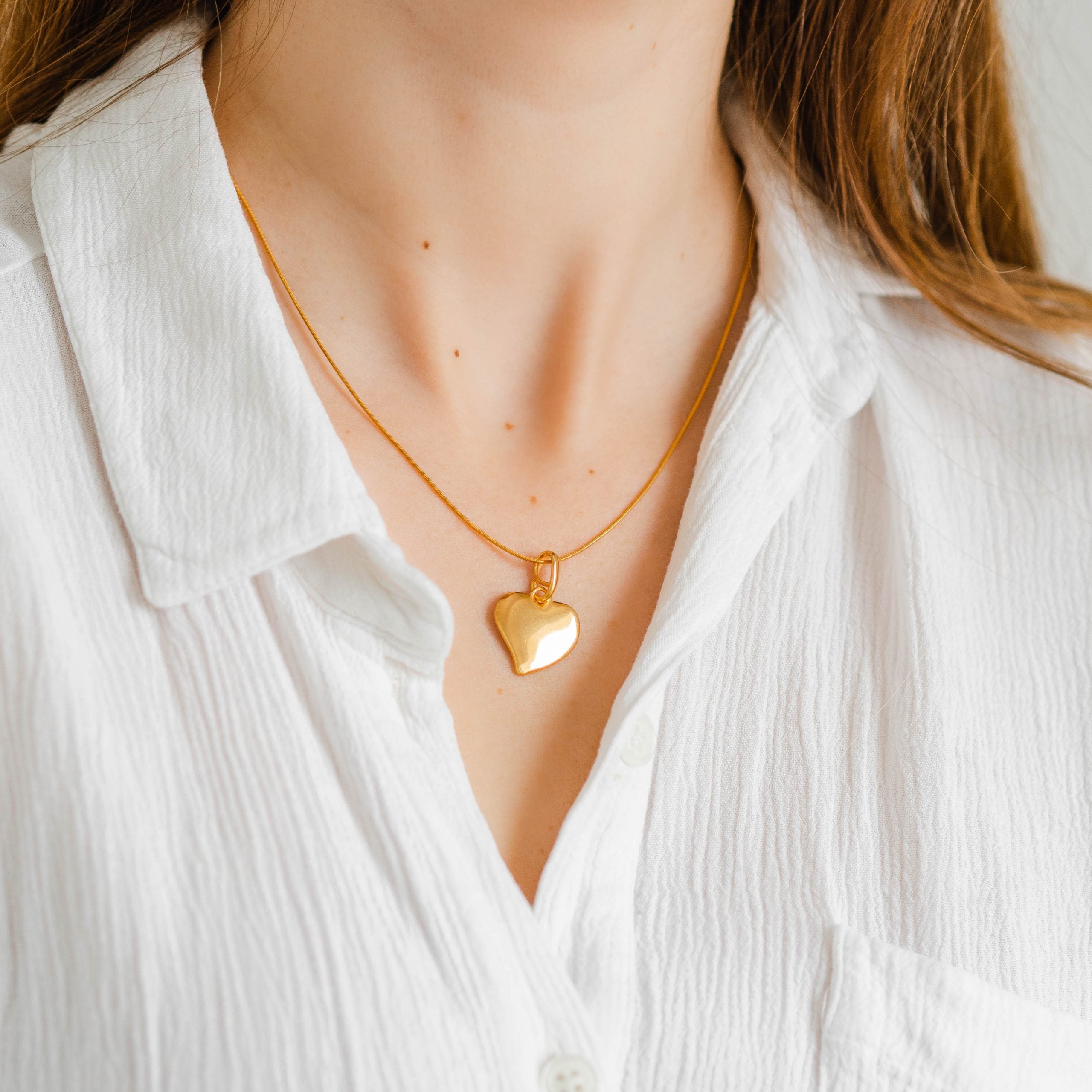 Zawieszka serduszko HEART pełna srebrna pozłacana