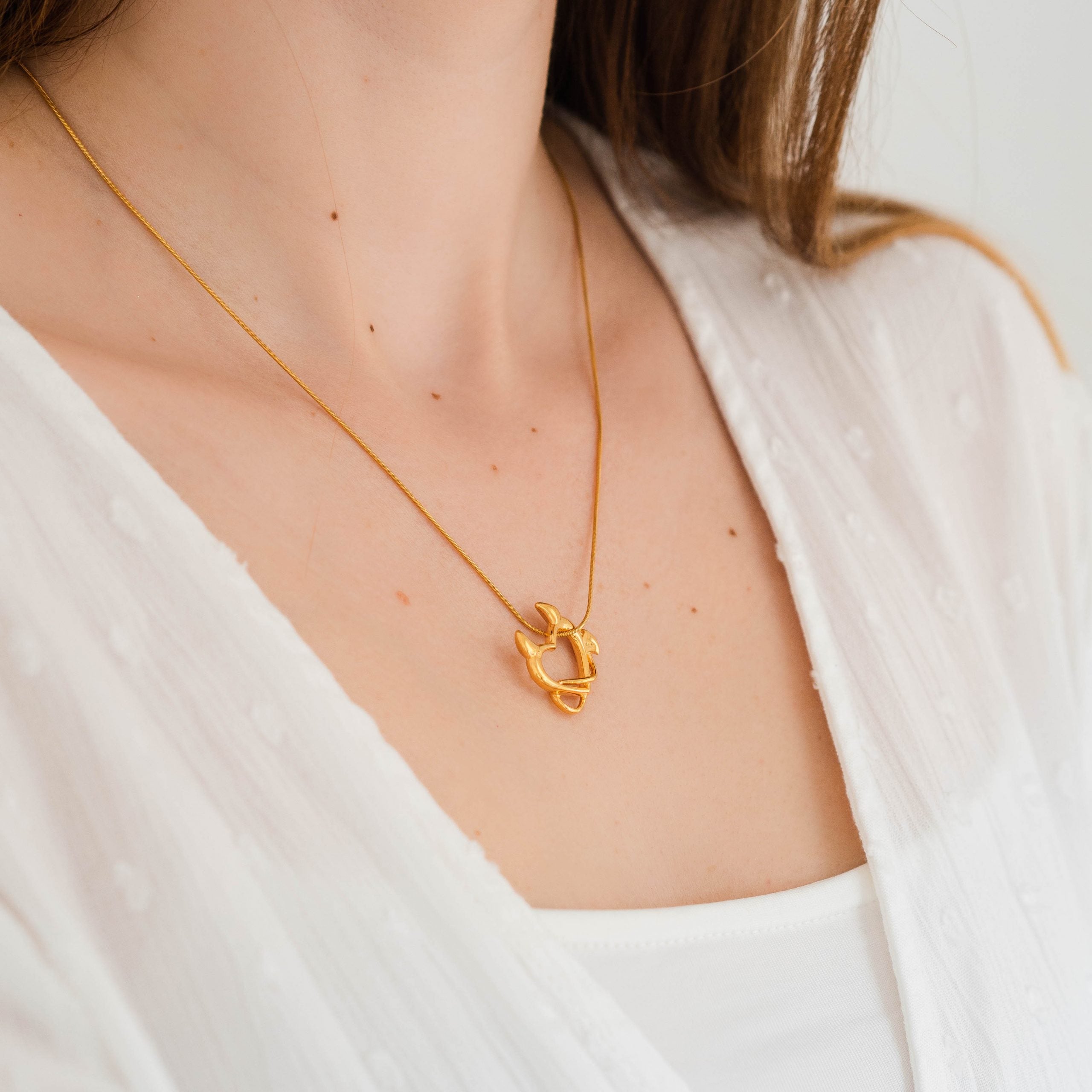 Zawieszka serduszko DEVIL HEART srebrna pozłacana