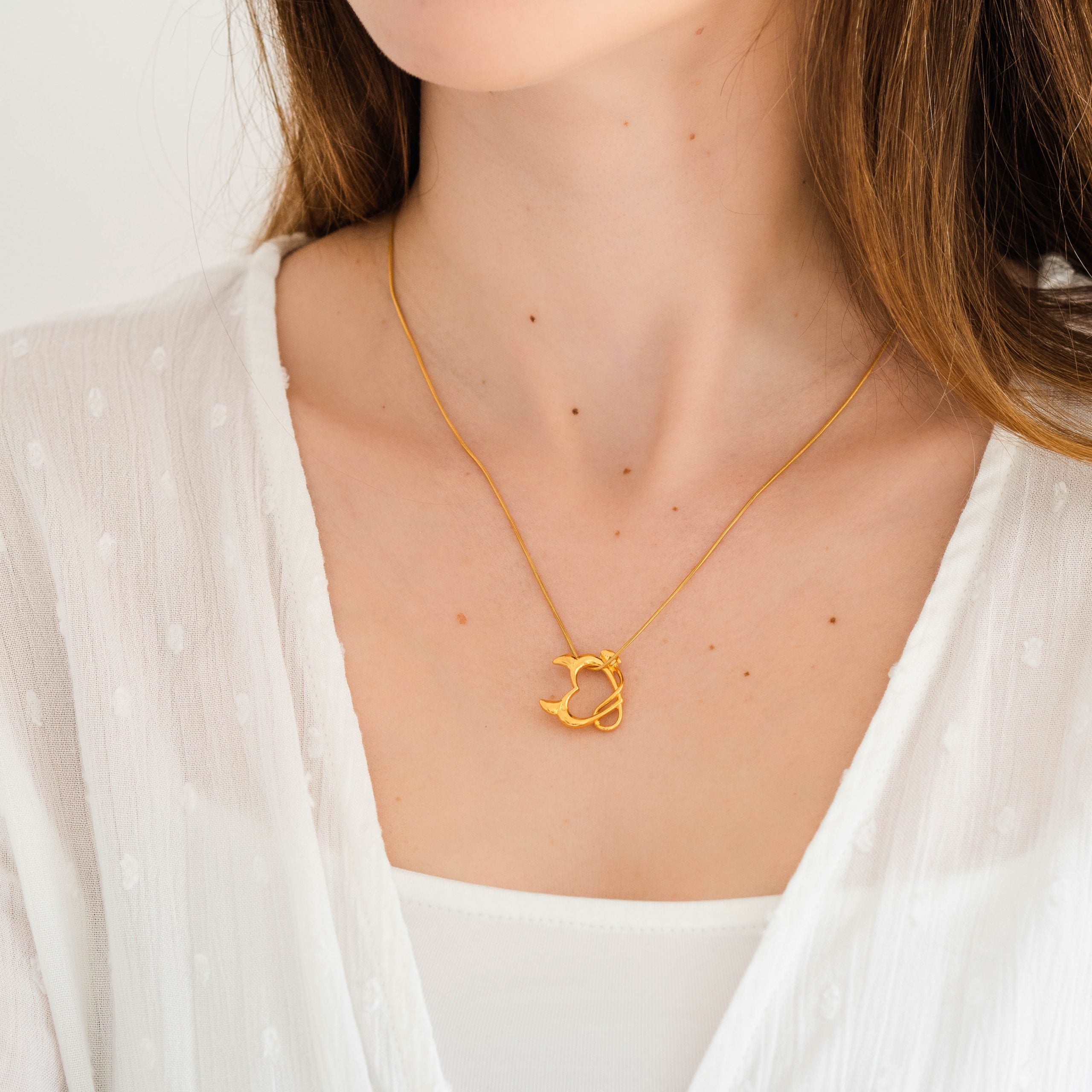 Zawieszka serduszko DEVIL HEART srebrna pozłacana